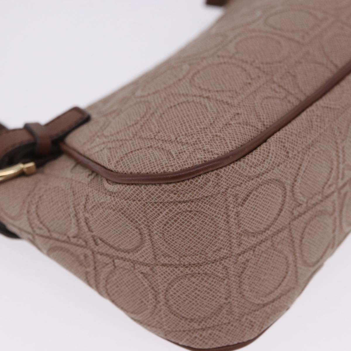 Salvatore Ferragamo Gancini Accessory Pouch PVC Canvas Pink Gold Auth 203603V