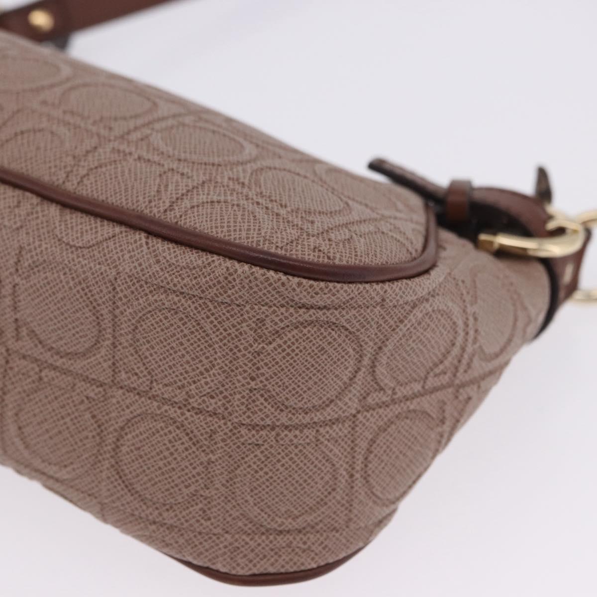 Salvatore Ferragamo Gancini Accessory Pouch PVC Canvas Pink Gold Auth 203603V