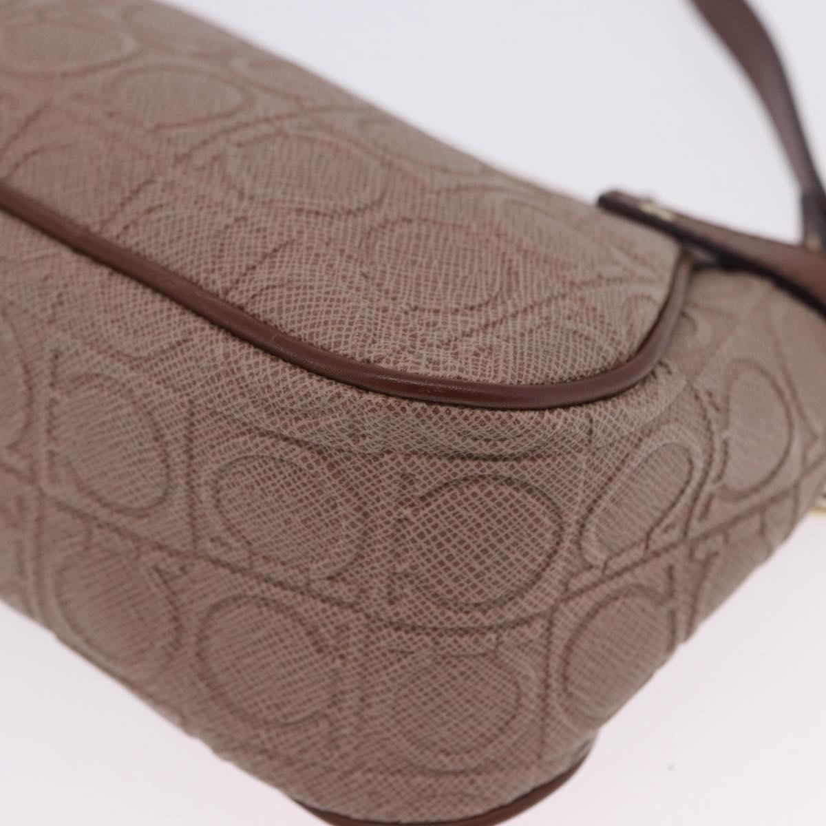Salvatore Ferragamo Gancini Accessory Pouch PVC Canvas Pink Gold Auth 203603V