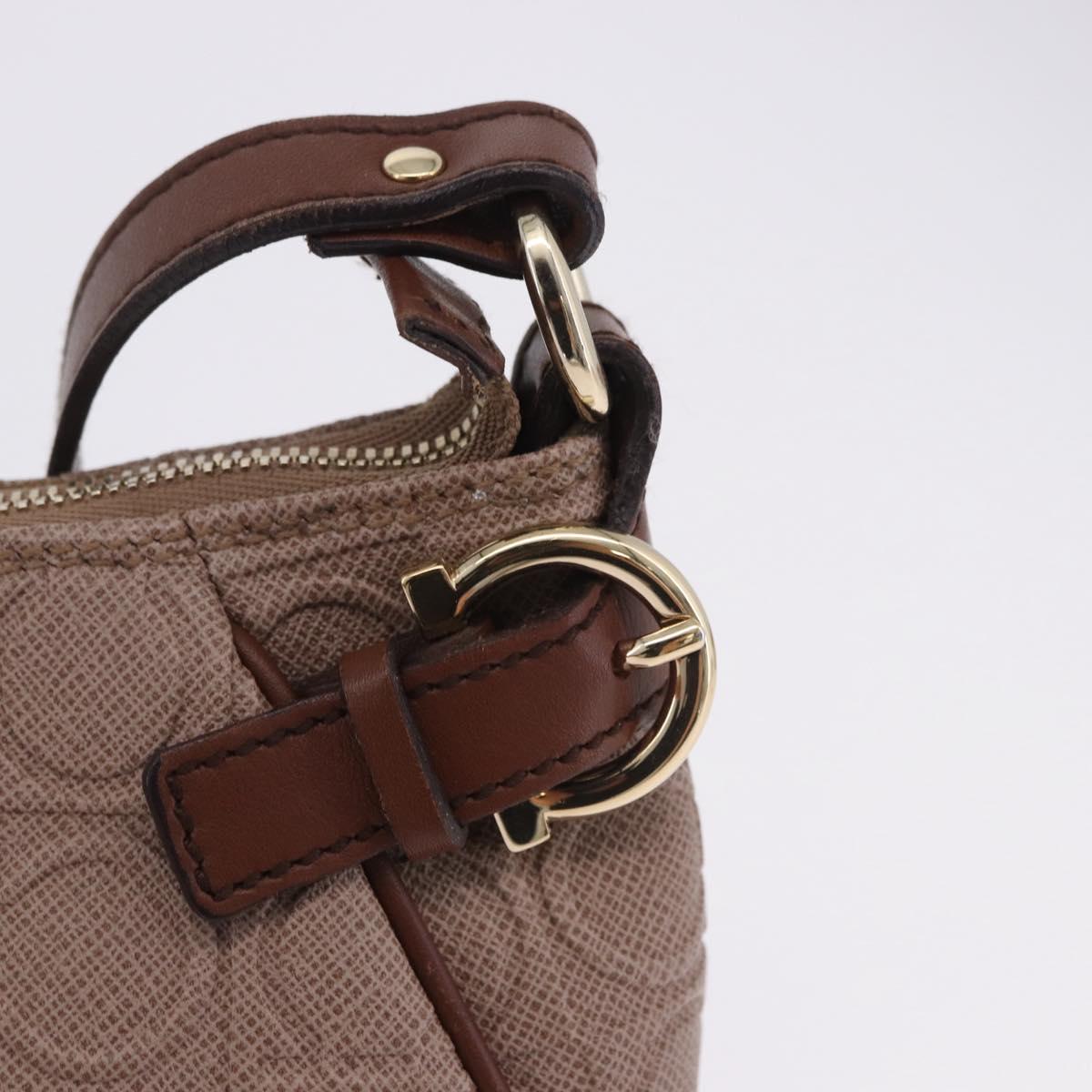 Salvatore Ferragamo Gancini Accessory Pouch PVC Canvas Pink Gold Auth 203603V