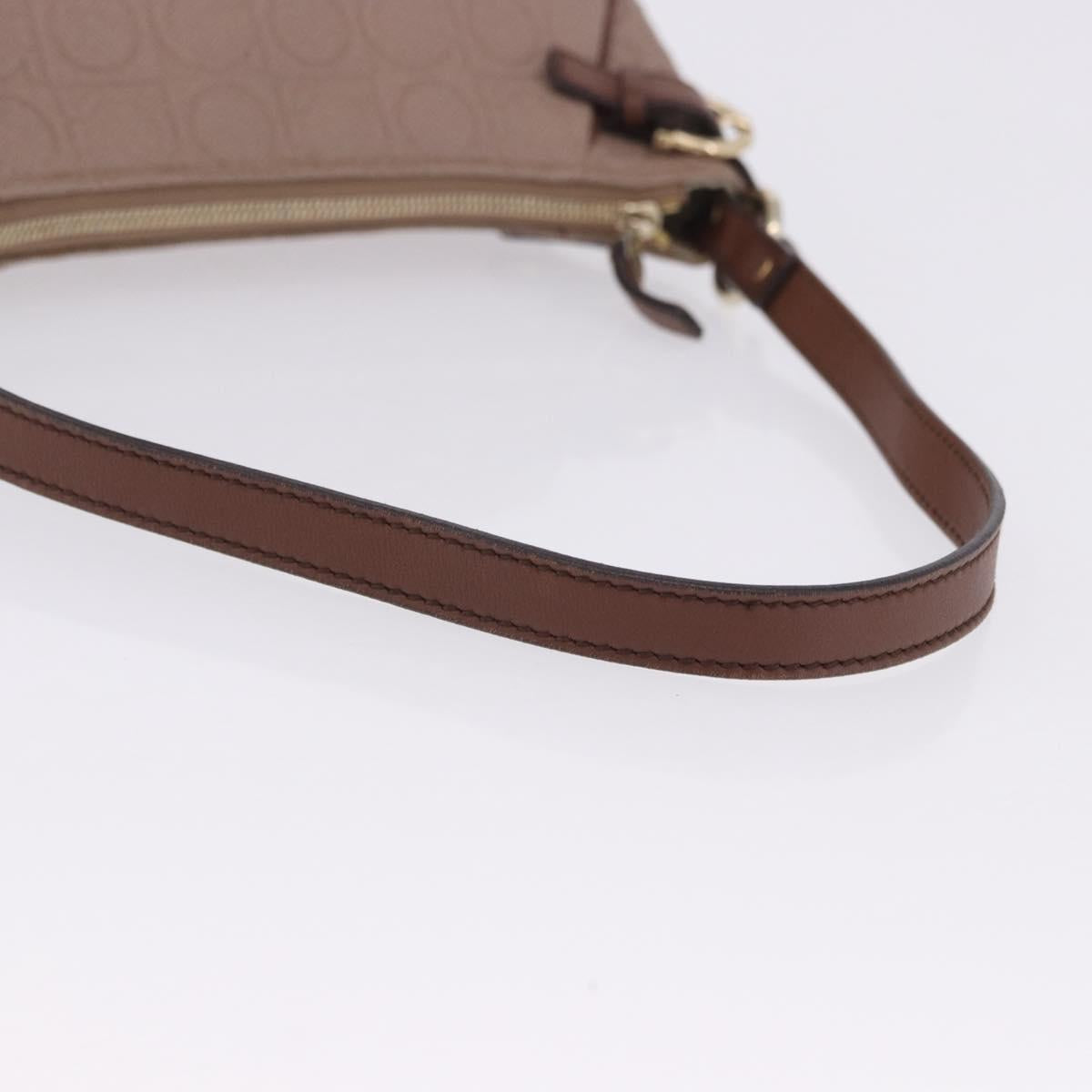 Salvatore Ferragamo Gancini Accessory Pouch PVC Canvas Pink Gold Auth 203603V