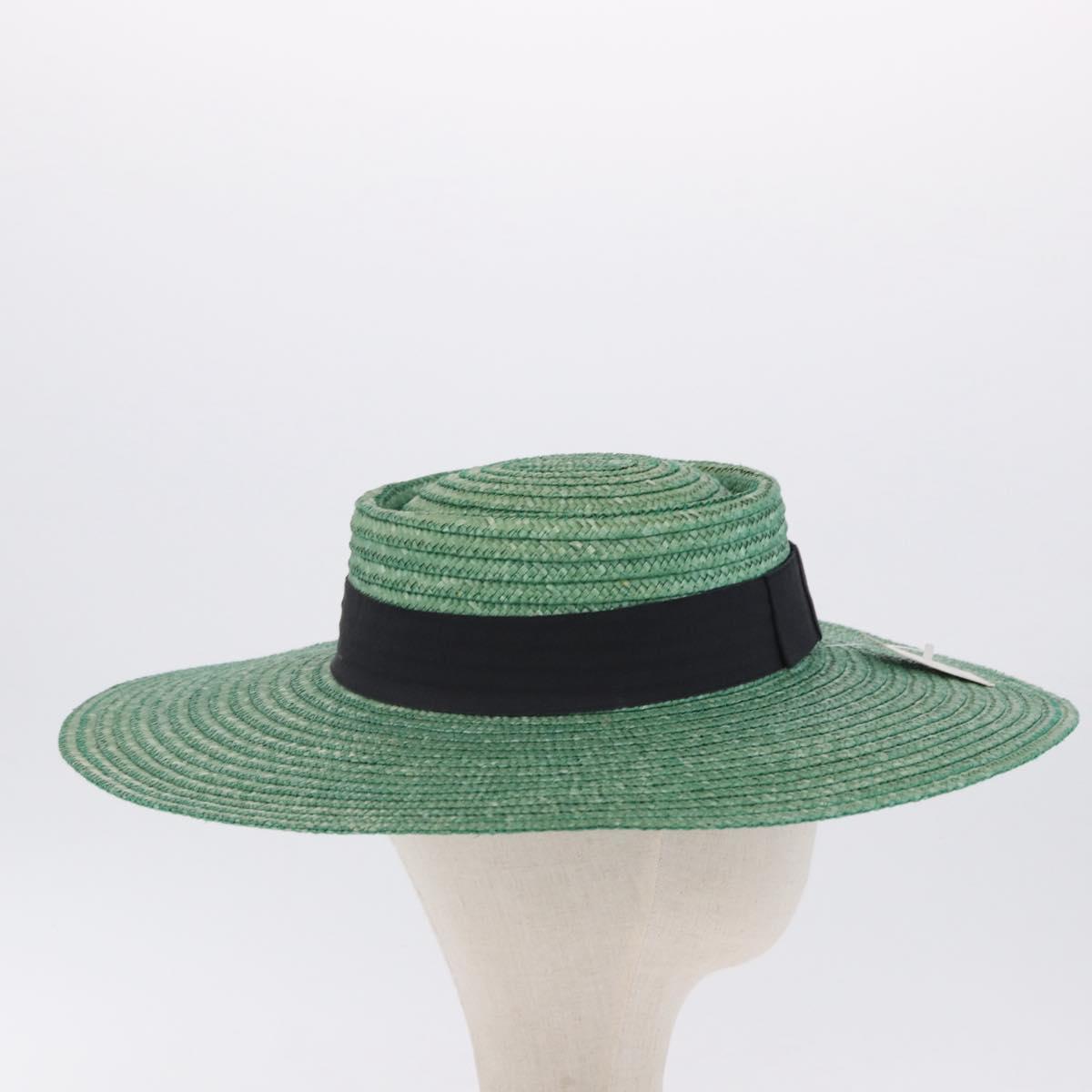 GUCCI Hat Straw Green Auth 203605M