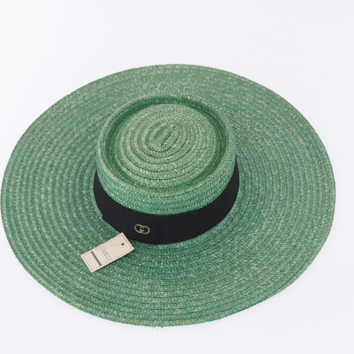 GUCCI Hat Straw Green Auth 203605M