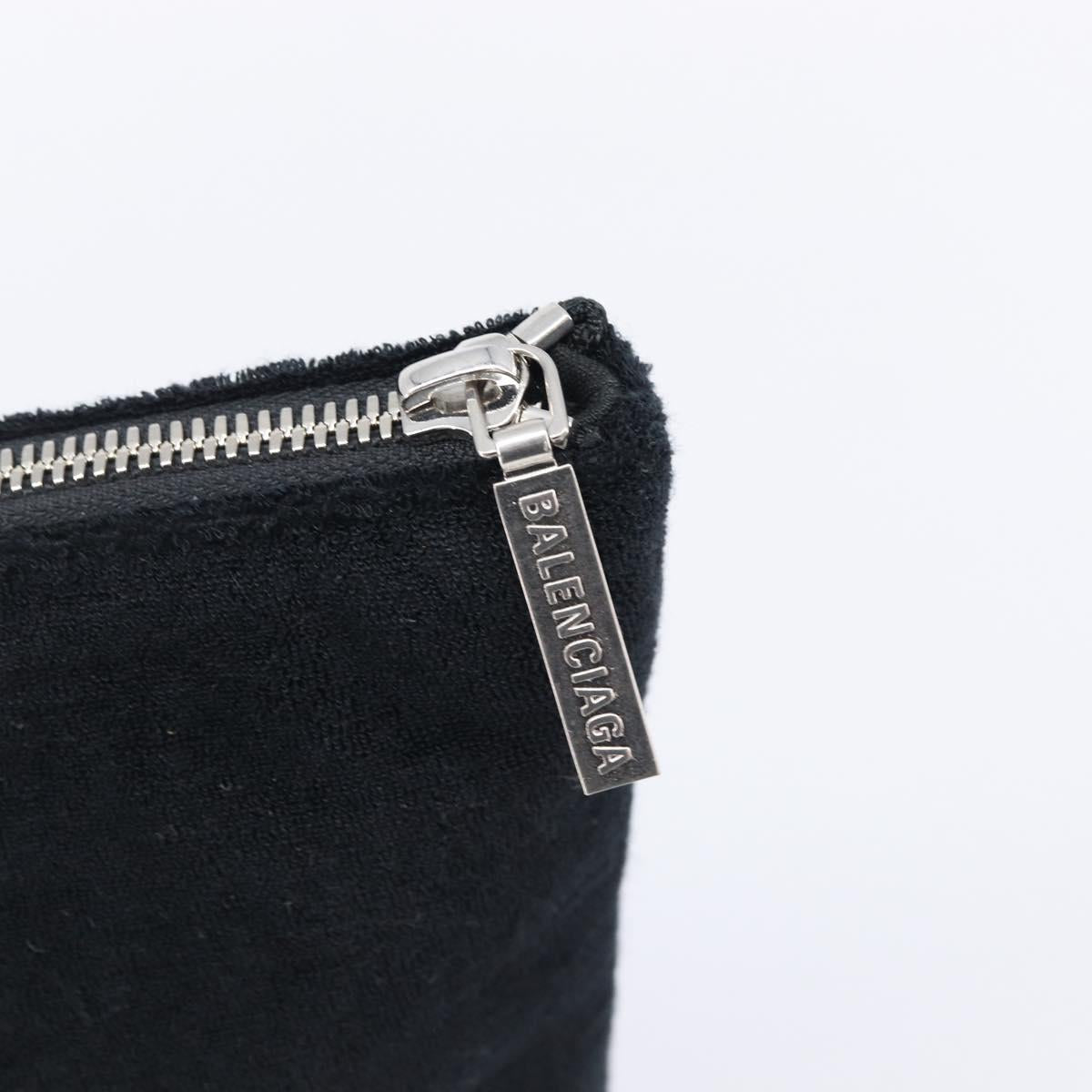 BALENCIAGA Clutch Bag Pile Black Silver Auth 203606A