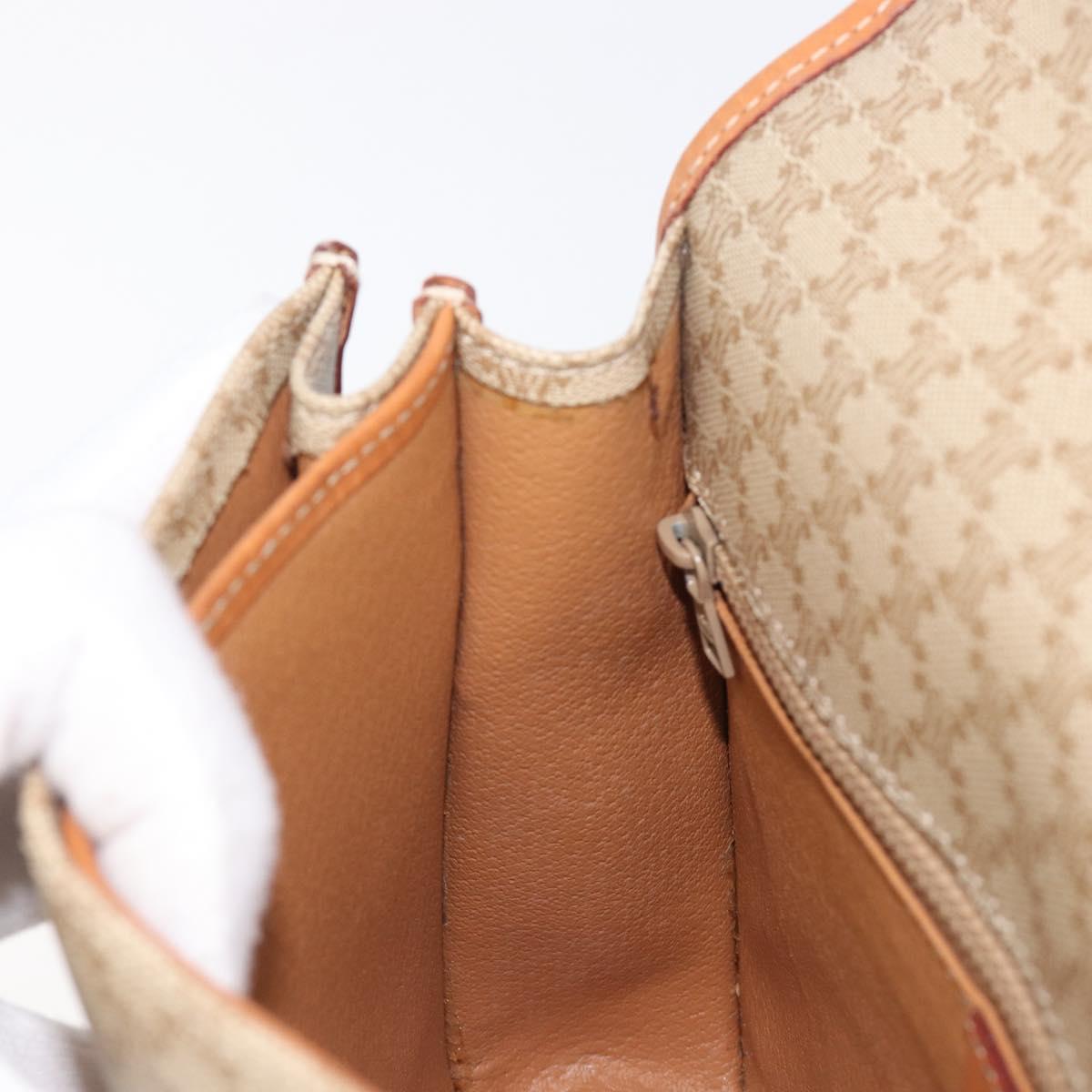 CELINE Macadam Canvas Shoulder Bag PVC Beige Gold Auth 203607