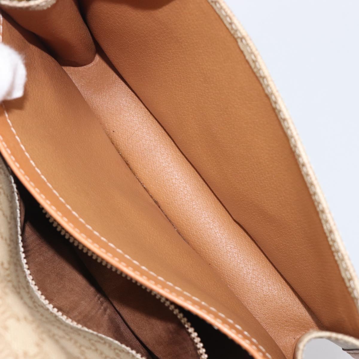 CELINE Macadam Canvas Shoulder Bag PVC Beige Gold Auth 203607