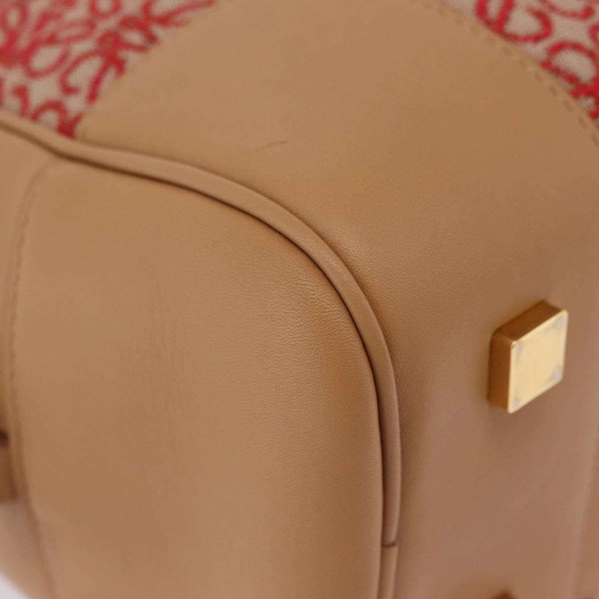 LOEWE Amazona 28 Hand Bag Canvas 2way Beige Gold Auth 203608SAM
