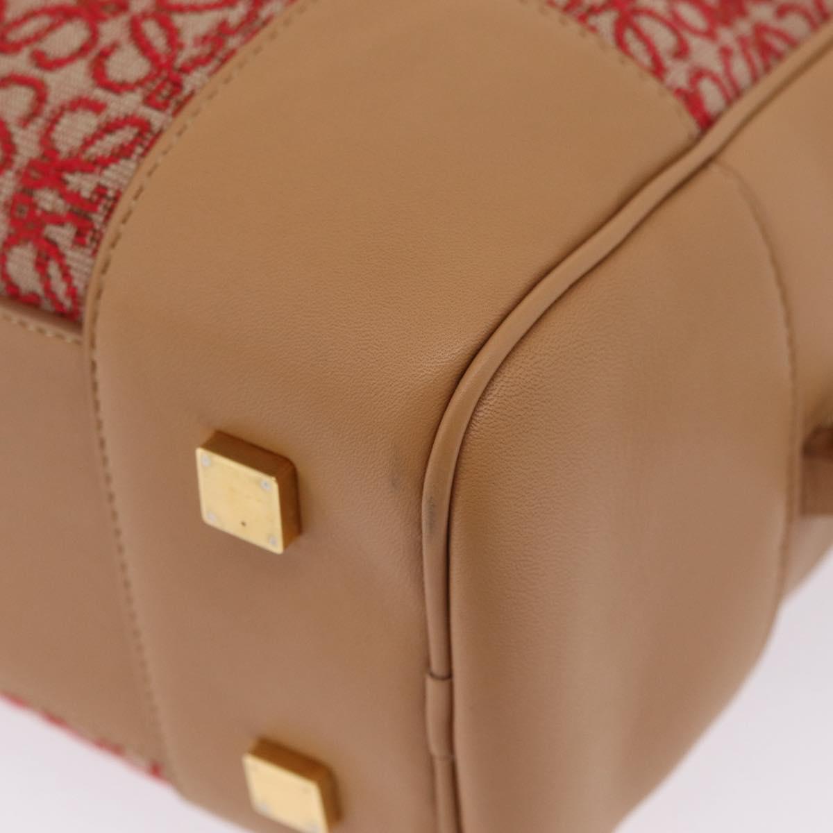 LOEWE Amazona 28 Hand Bag Canvas 2way Beige Gold Auth 203608SAM