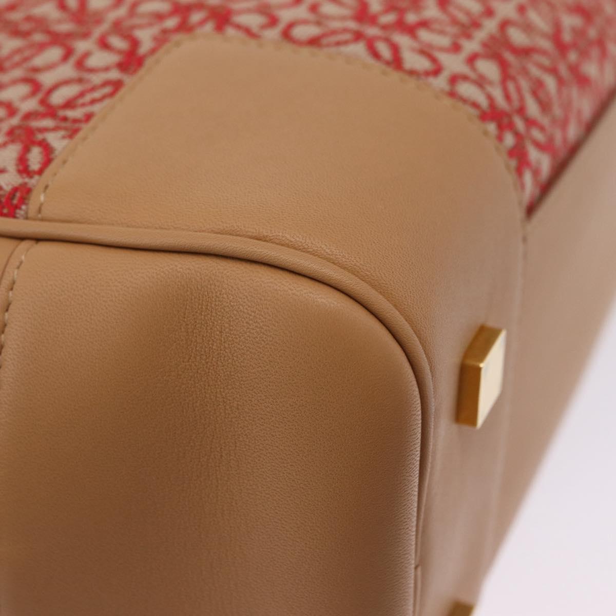 LOEWE Amazona 28 Hand Bag Canvas 2way Beige Gold Auth 203608SAM