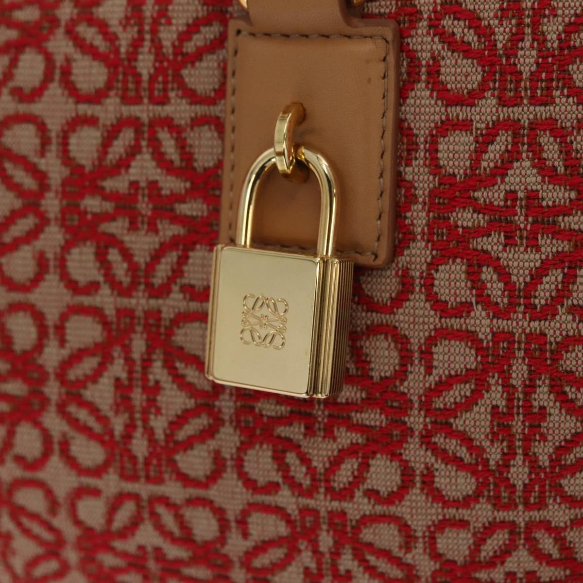 LOEWE Amazona 28 Hand Bag Canvas 2way Beige Gold Auth 203608SAM