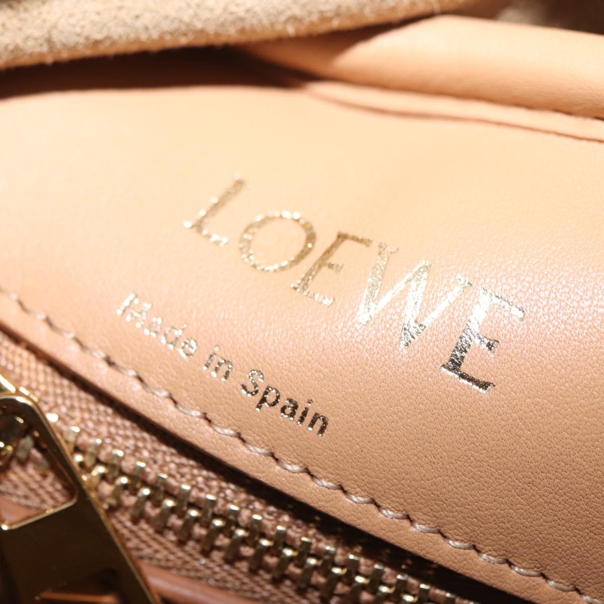 LOEWE Amazona 28 Hand Bag Canvas 2way Beige Gold Auth 203608SAM