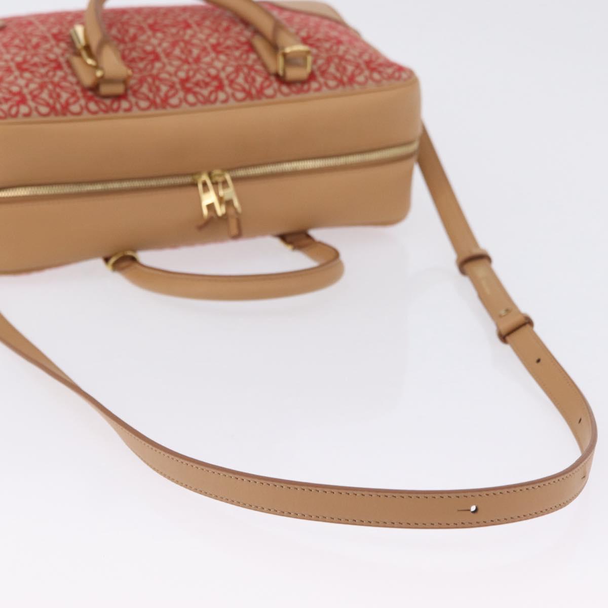 LOEWE Amazona 28 Hand Bag Canvas 2way Beige Gold Auth 203608SAM