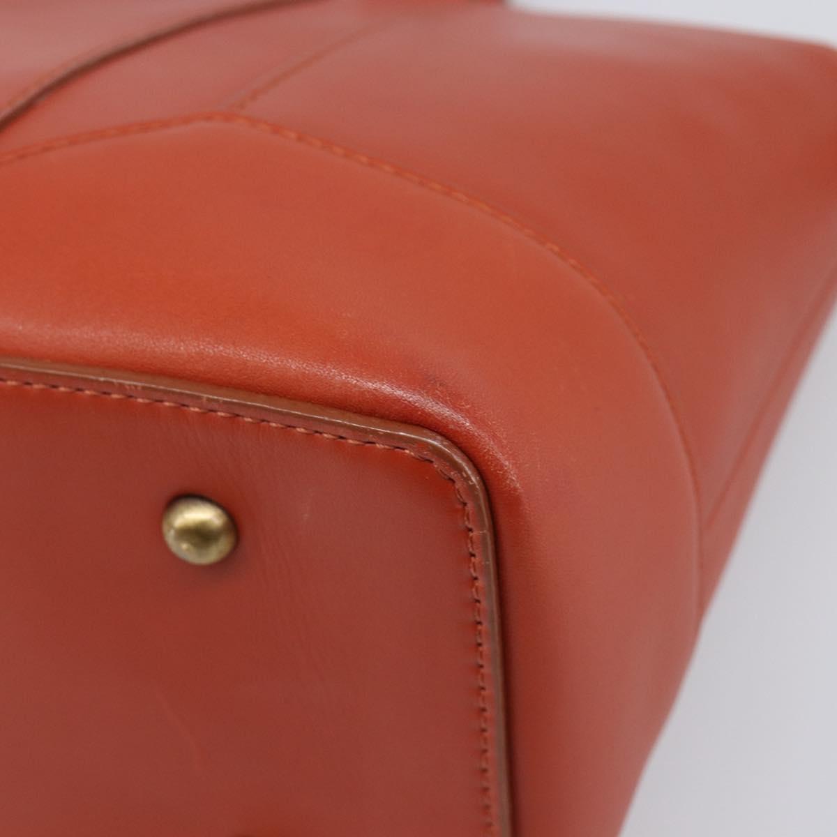 BURBERRY Hand Bag Leather Orange Gold Auth 203611