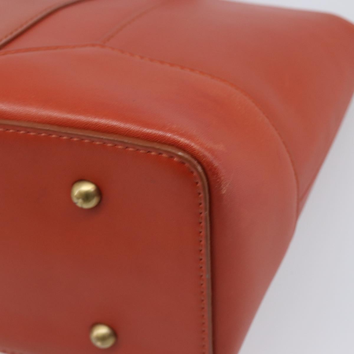 BURBERRY Hand Bag Leather Orange Gold Auth 203611