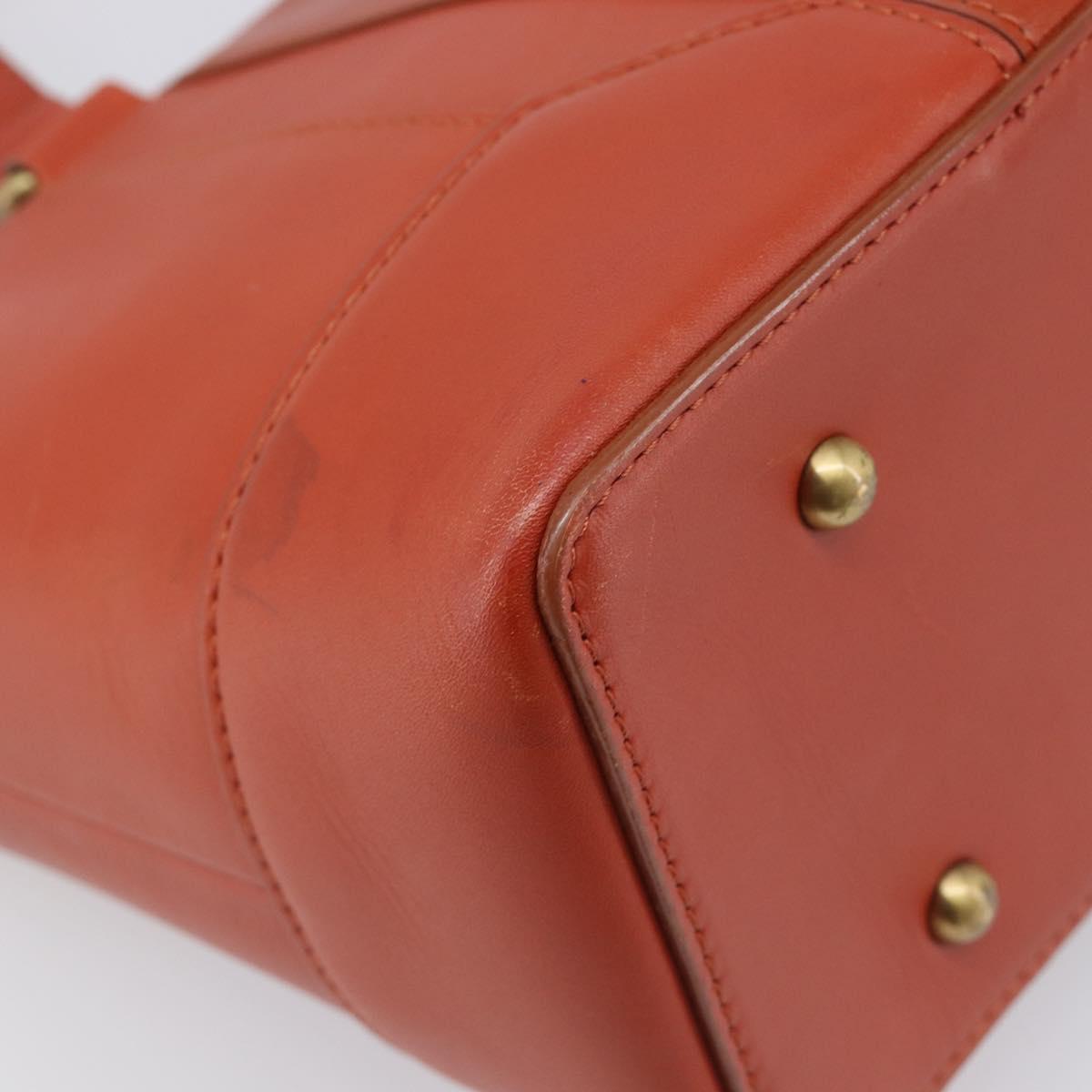 BURBERRY Hand Bag Leather Orange Gold Auth 203611