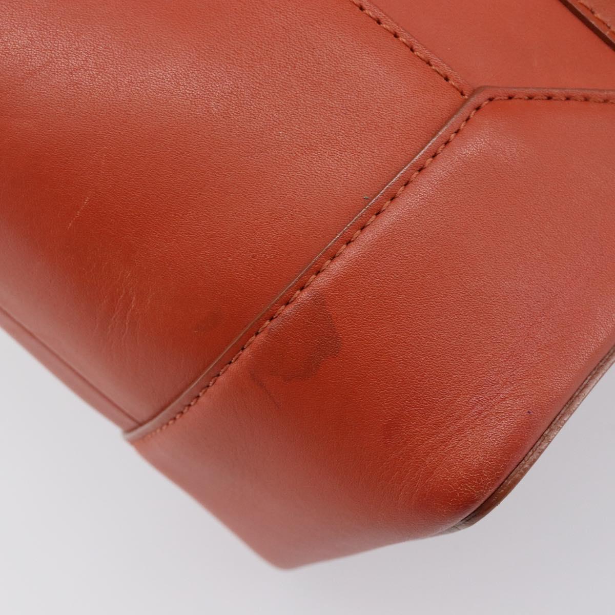BURBERRY Hand Bag Leather Orange Gold Auth 203611