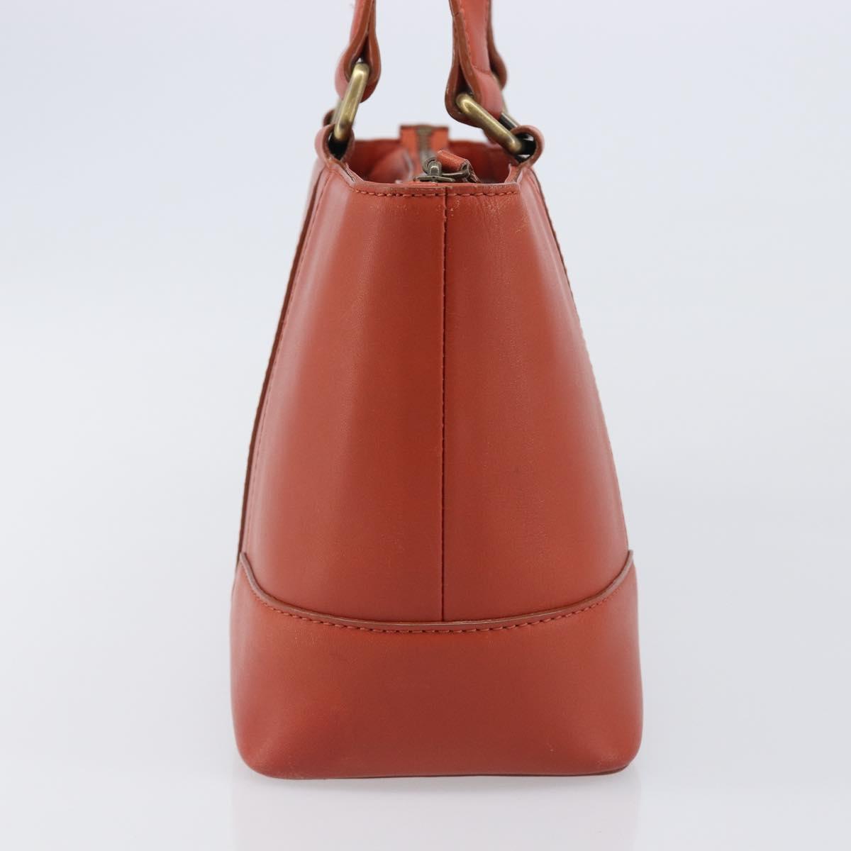 BURBERRY Hand Bag Leather Orange Gold Auth 203611
