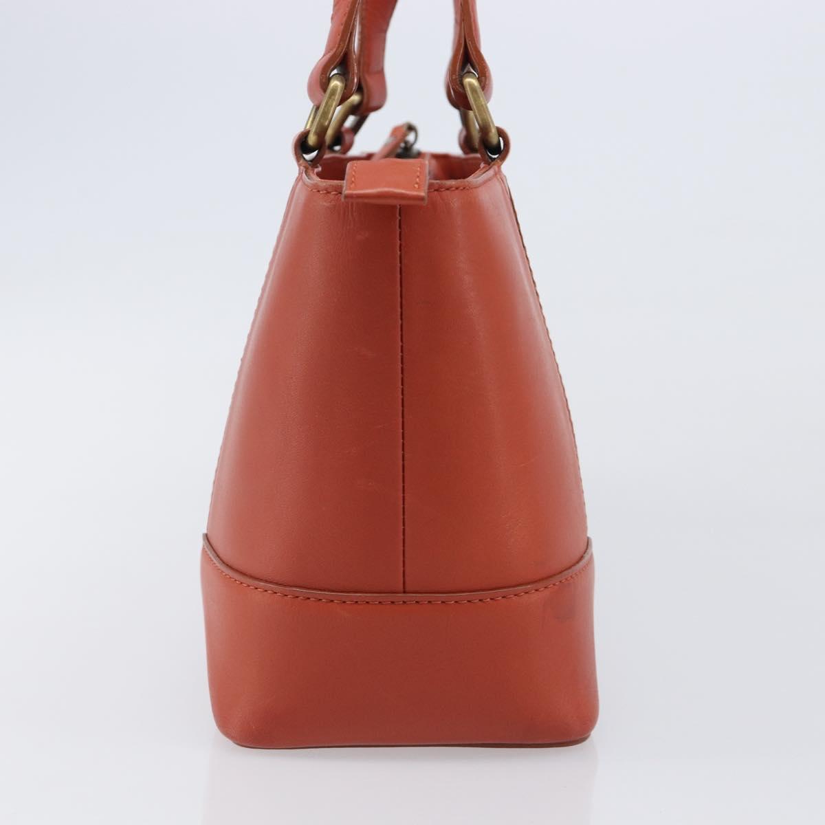 BURBERRY Hand Bag Leather Orange Gold Auth 203611