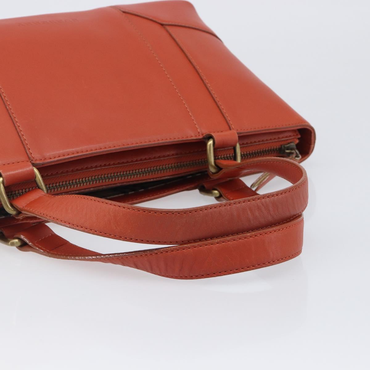 BURBERRY Hand Bag Leather Orange Gold Auth 203611