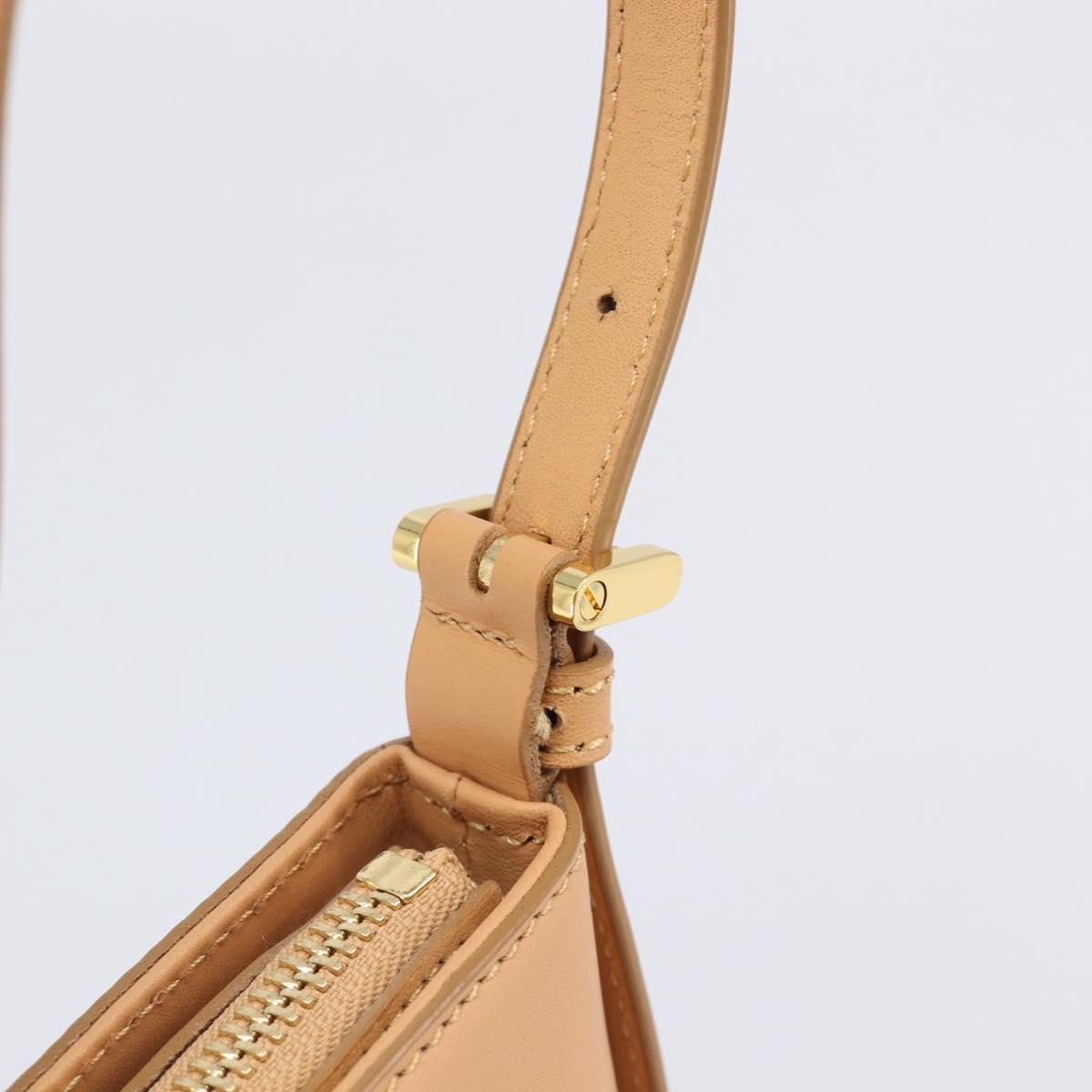 BURBERRY Shoulder Bag Leather Beige Gold Auth 203612A
