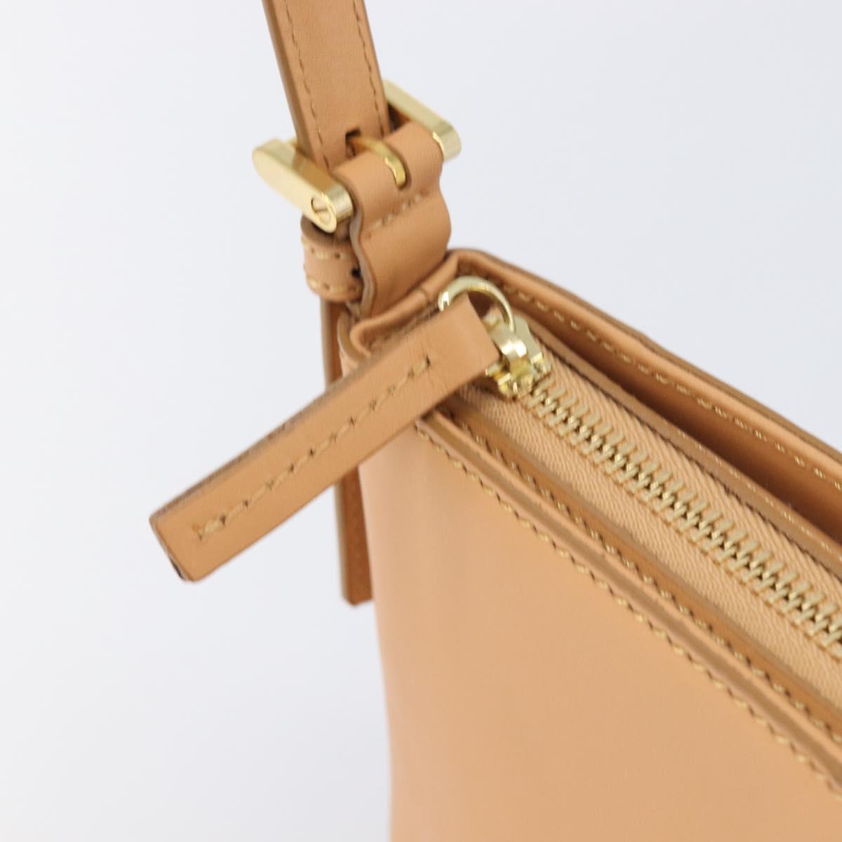 BURBERRY Shoulder Bag Leather Beige Gold Auth 203612A