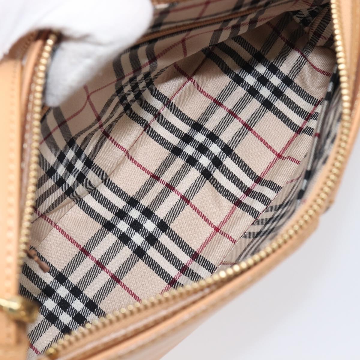 BURBERRY Shoulder Bag Leather Beige Gold Auth 203612A