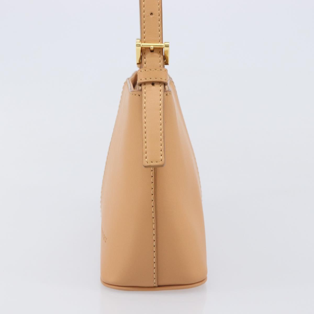 BURBERRY Shoulder Bag Leather Beige Gold Auth 203612A
