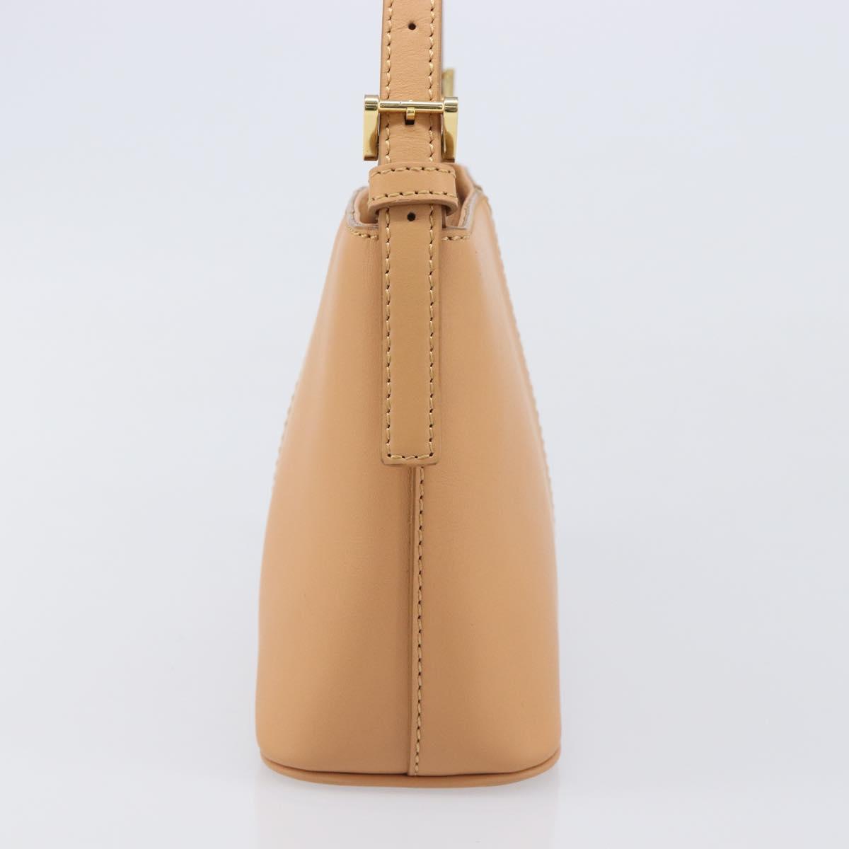BURBERRY Shoulder Bag Leather Beige Gold Auth 203612A