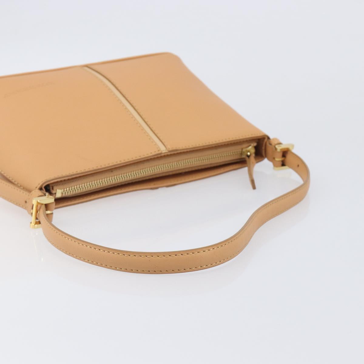 BURBERRY Shoulder Bag Leather Beige Gold Auth 203612A