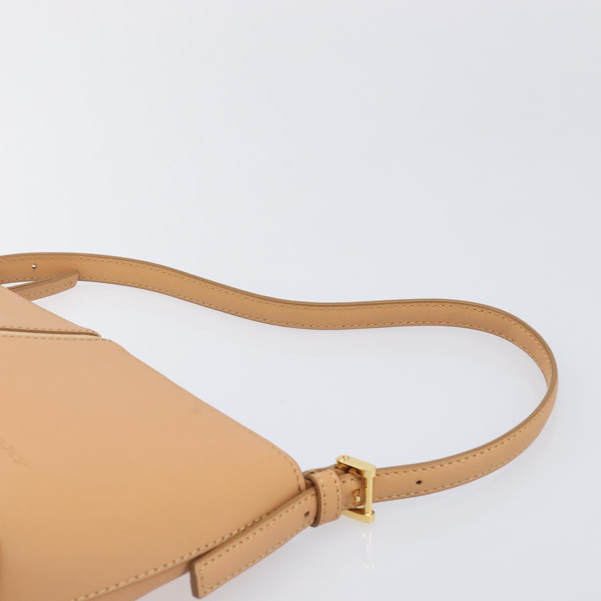 BURBERRY Shoulder Bag Leather Beige Gold Auth 203612A