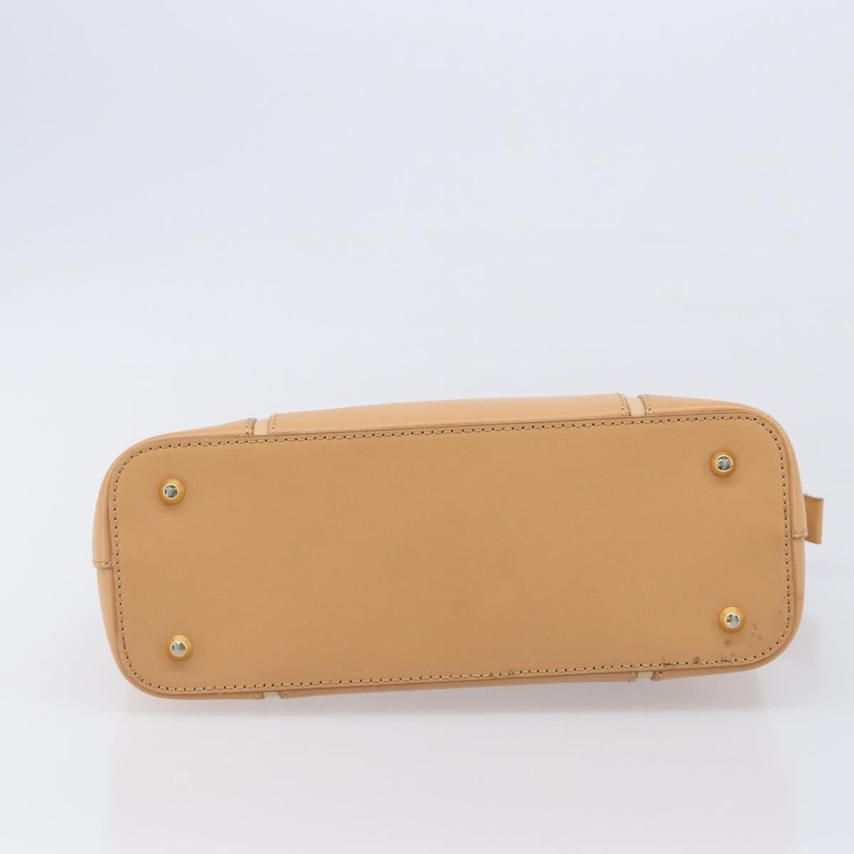 BURBERRY Hand Bag Leather Beige Gold Auth 203613A