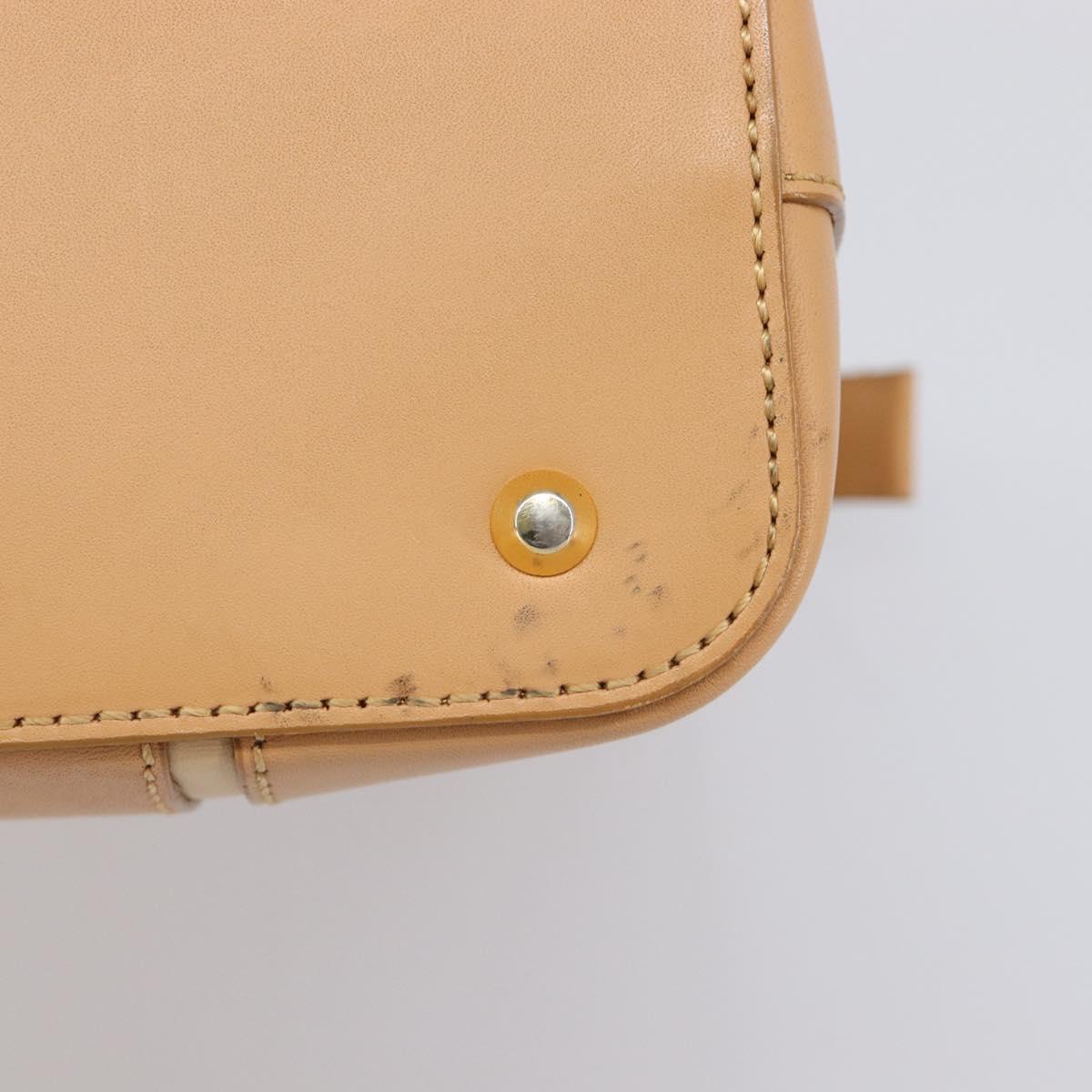 BURBERRY Hand Bag Leather Beige Gold Auth 203613A