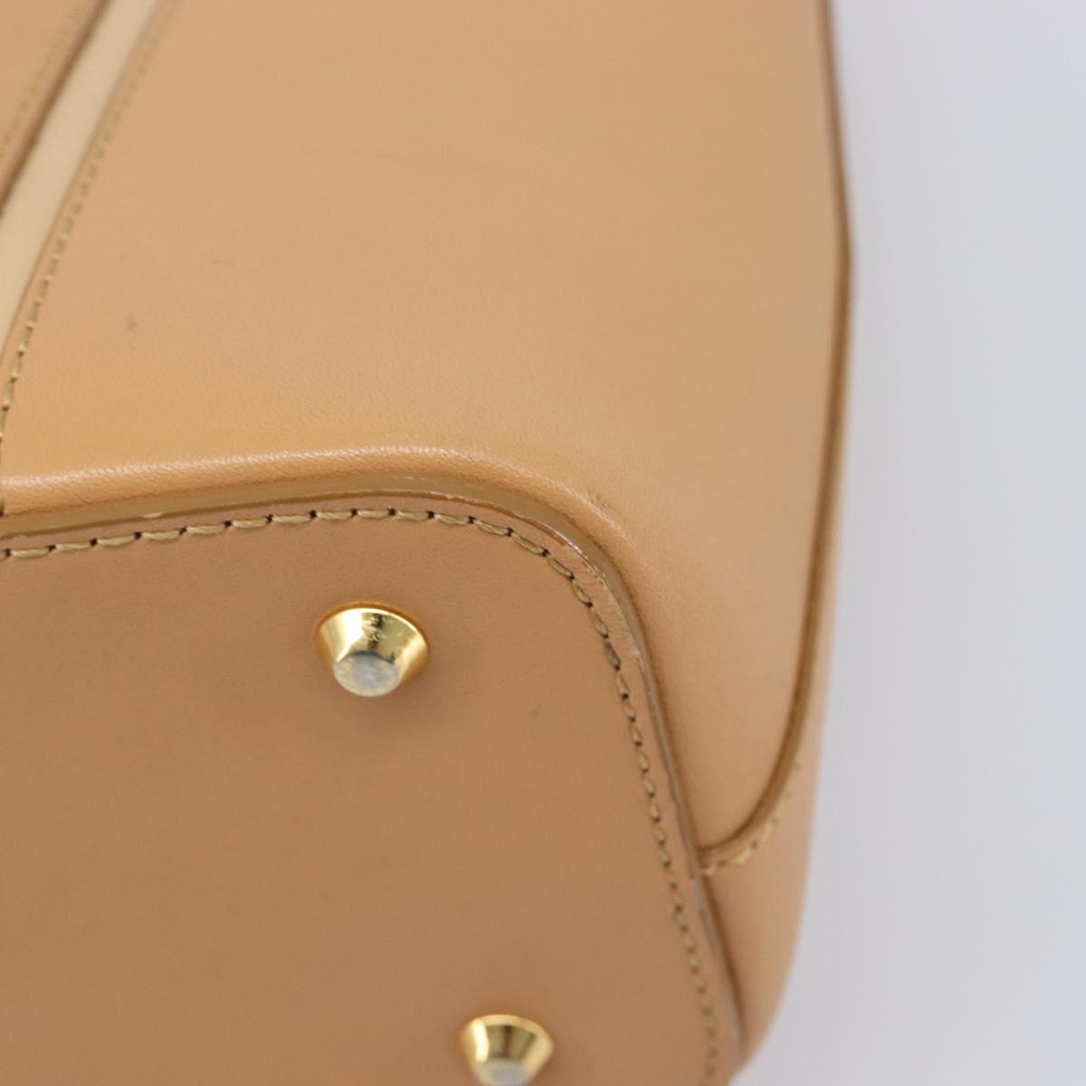 BURBERRY Hand Bag Leather Beige Gold Auth 203613A