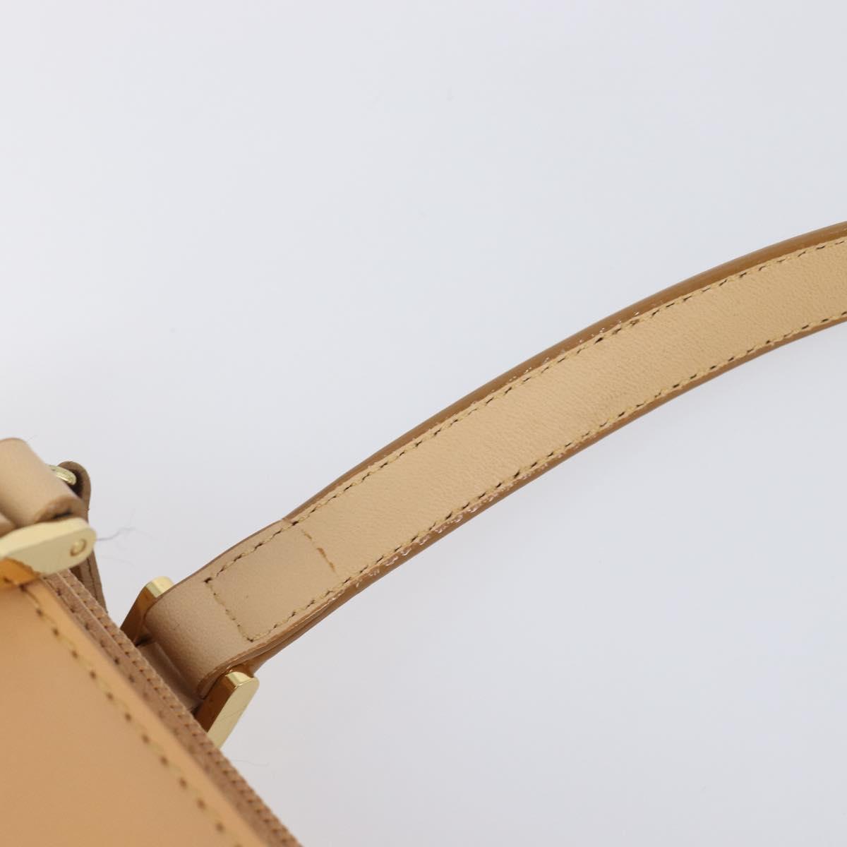 BURBERRY Hand Bag Leather Beige Gold Auth 203613A