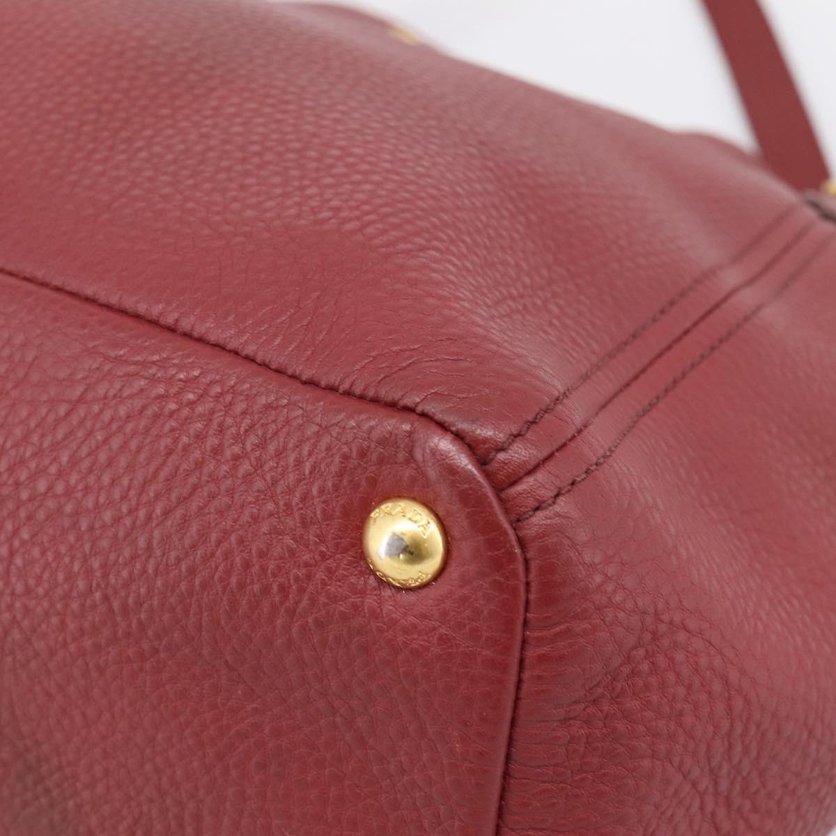 PRADA Tote Bag Vittero Dino Leather Red Gold Auth 203615A