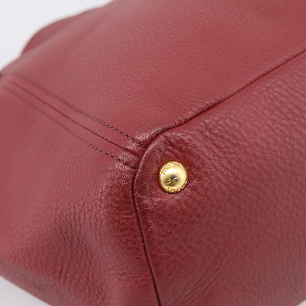 PRADA Tote Bag Vittero Dino Leather Red Gold Auth 203615A