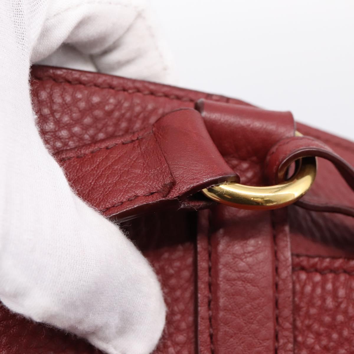 PRADA Tote Bag Vittero Dino Leather Red Gold Auth 203615A