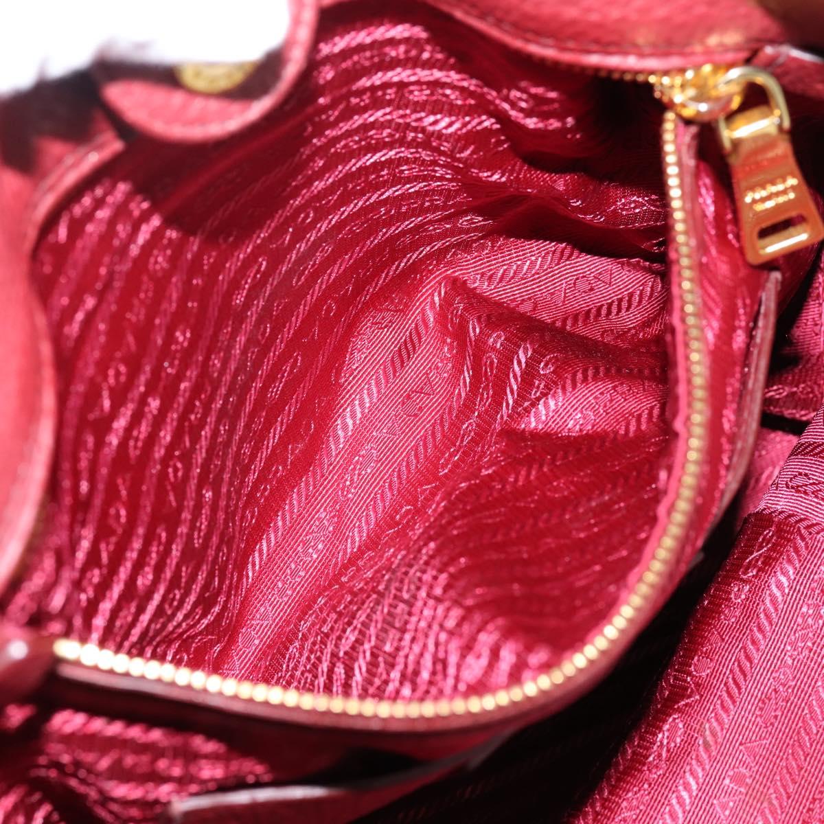 PRADA Tote Bag Vittero Dino Leather Red Gold Auth 203615A