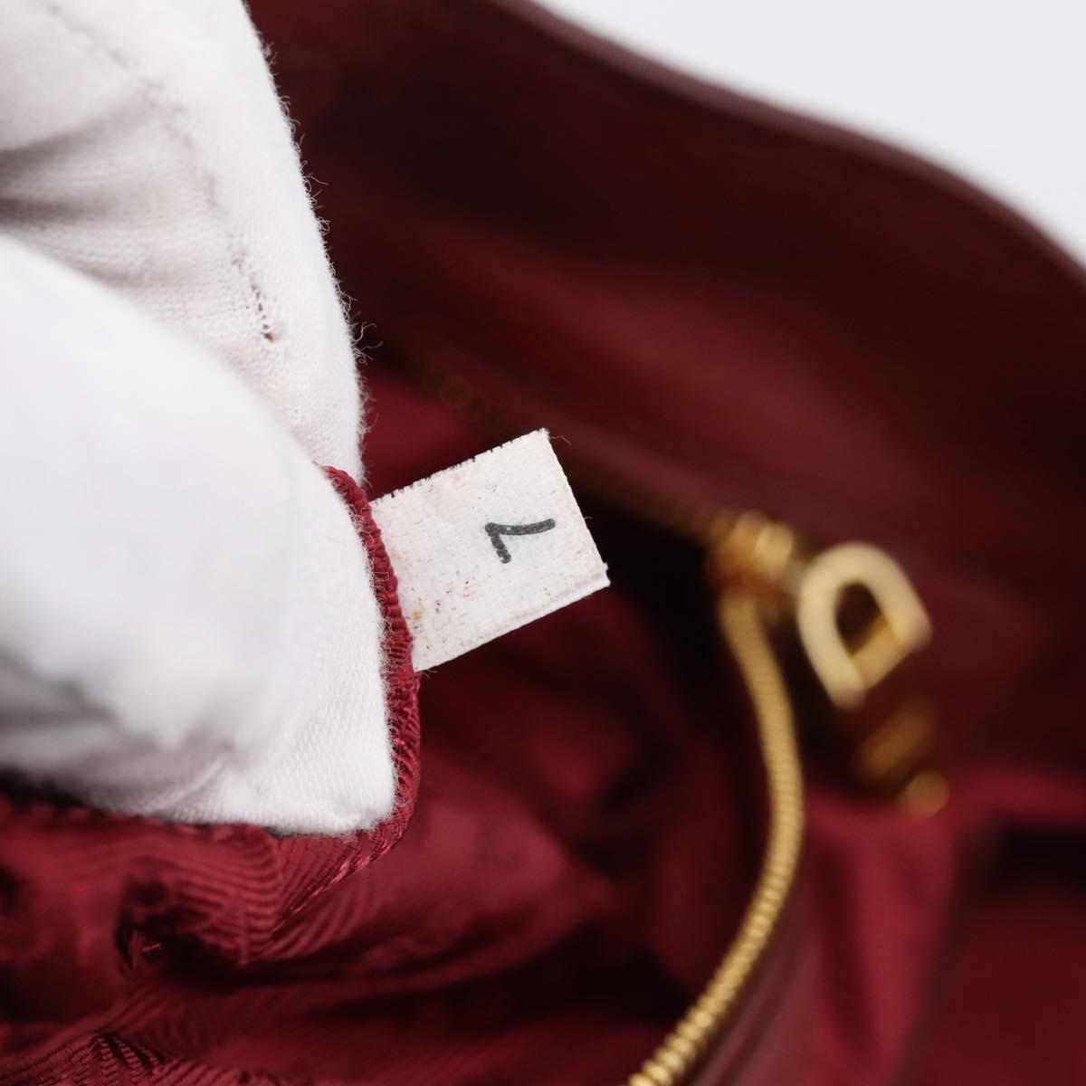 PRADA Tote Bag Vittero Dino Leather Red Gold Auth 203615A