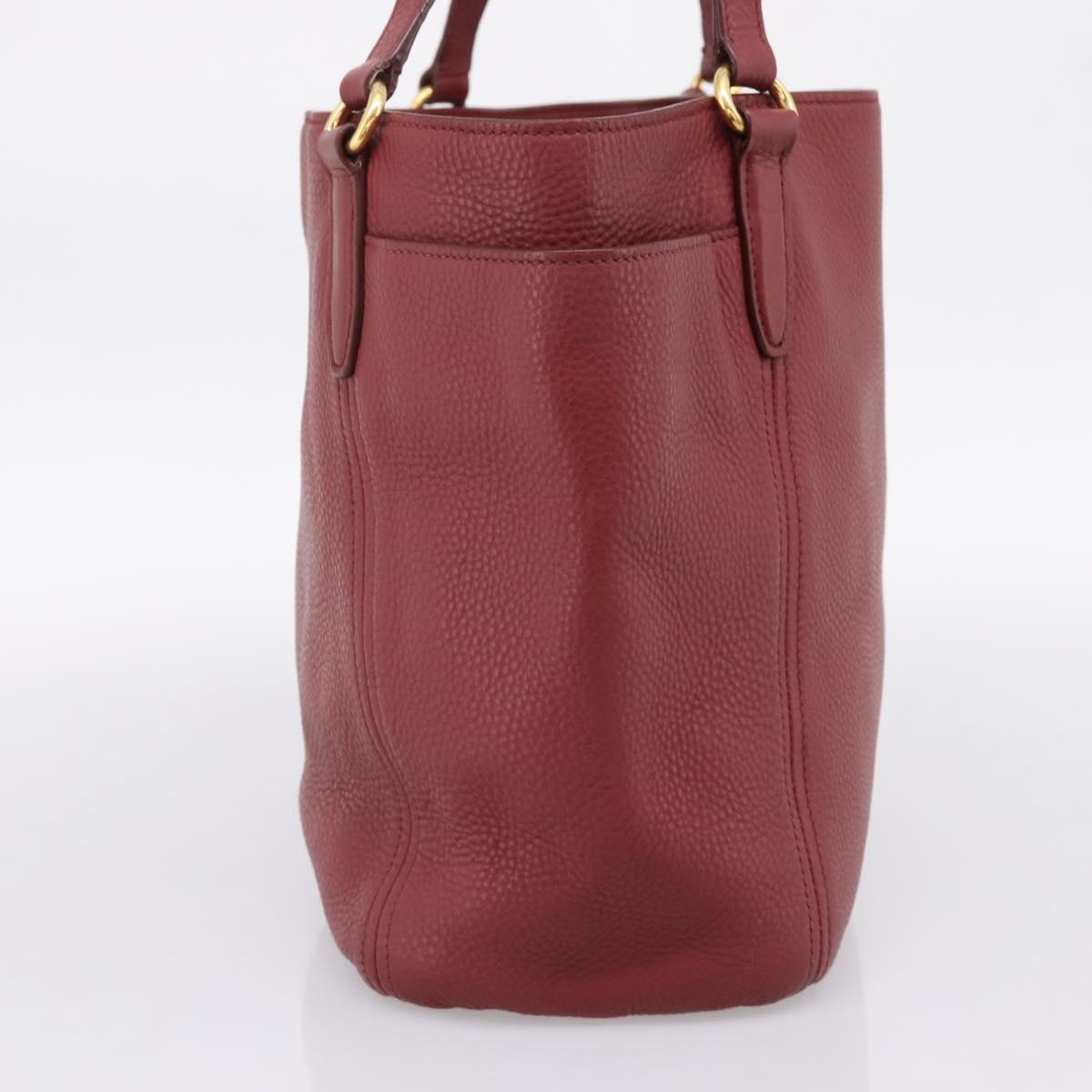 PRADA Tote Bag Vittero Dino Leather Red Gold Auth 203615A