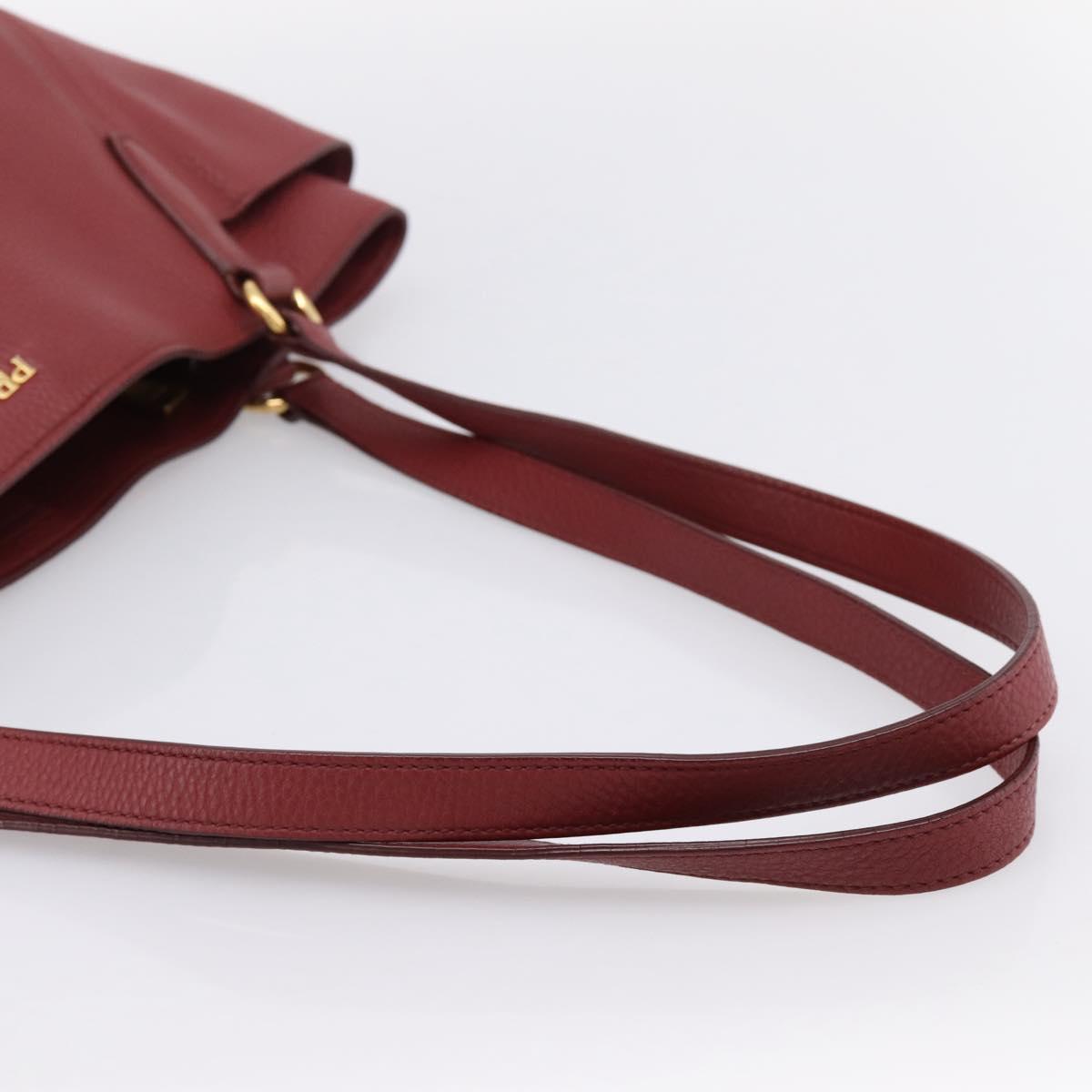 PRADA Tote Bag Vittero Dino Leather Red Gold Auth 203615A