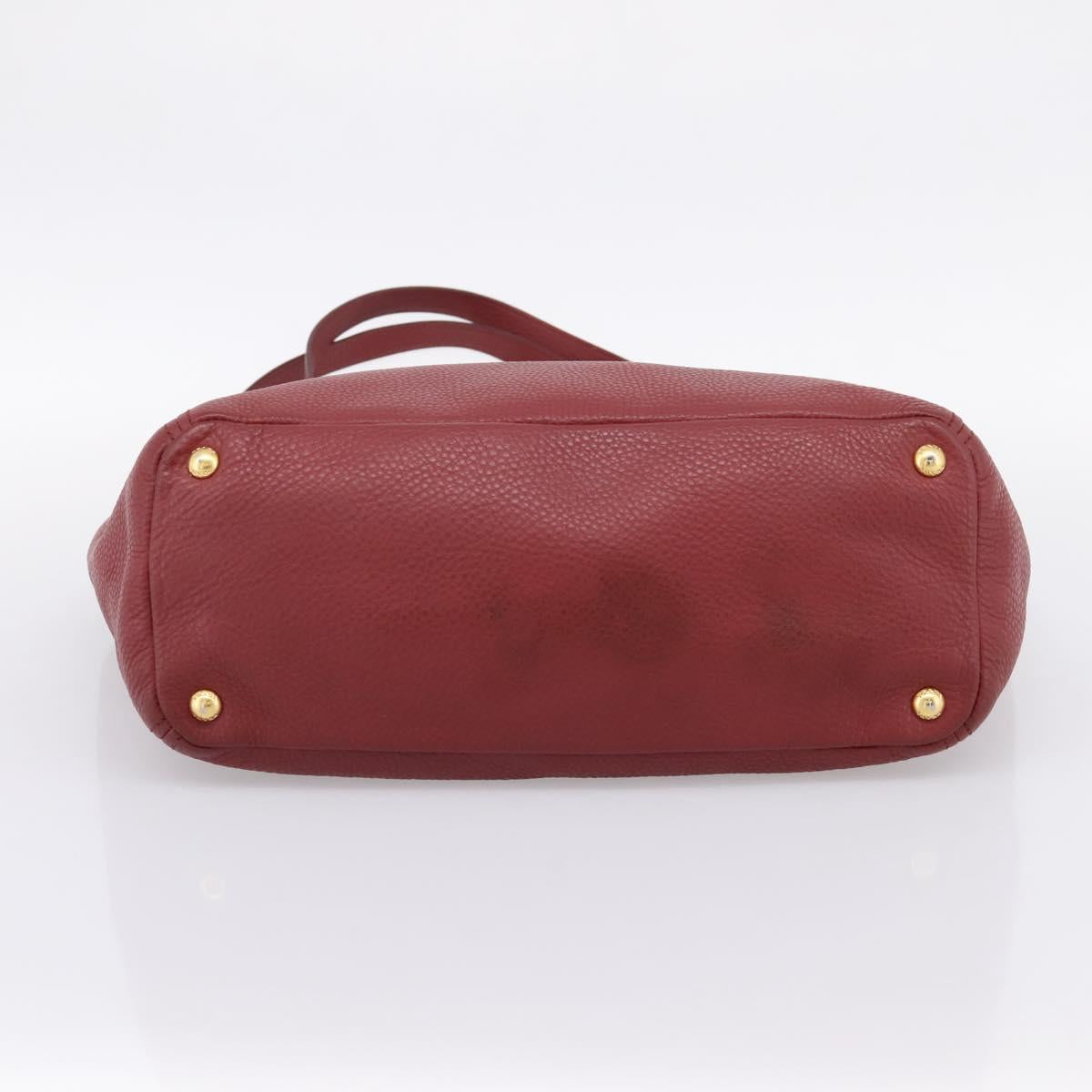 PRADA Tote Bag Vittero Dino Leather Red Gold Auth 203615A