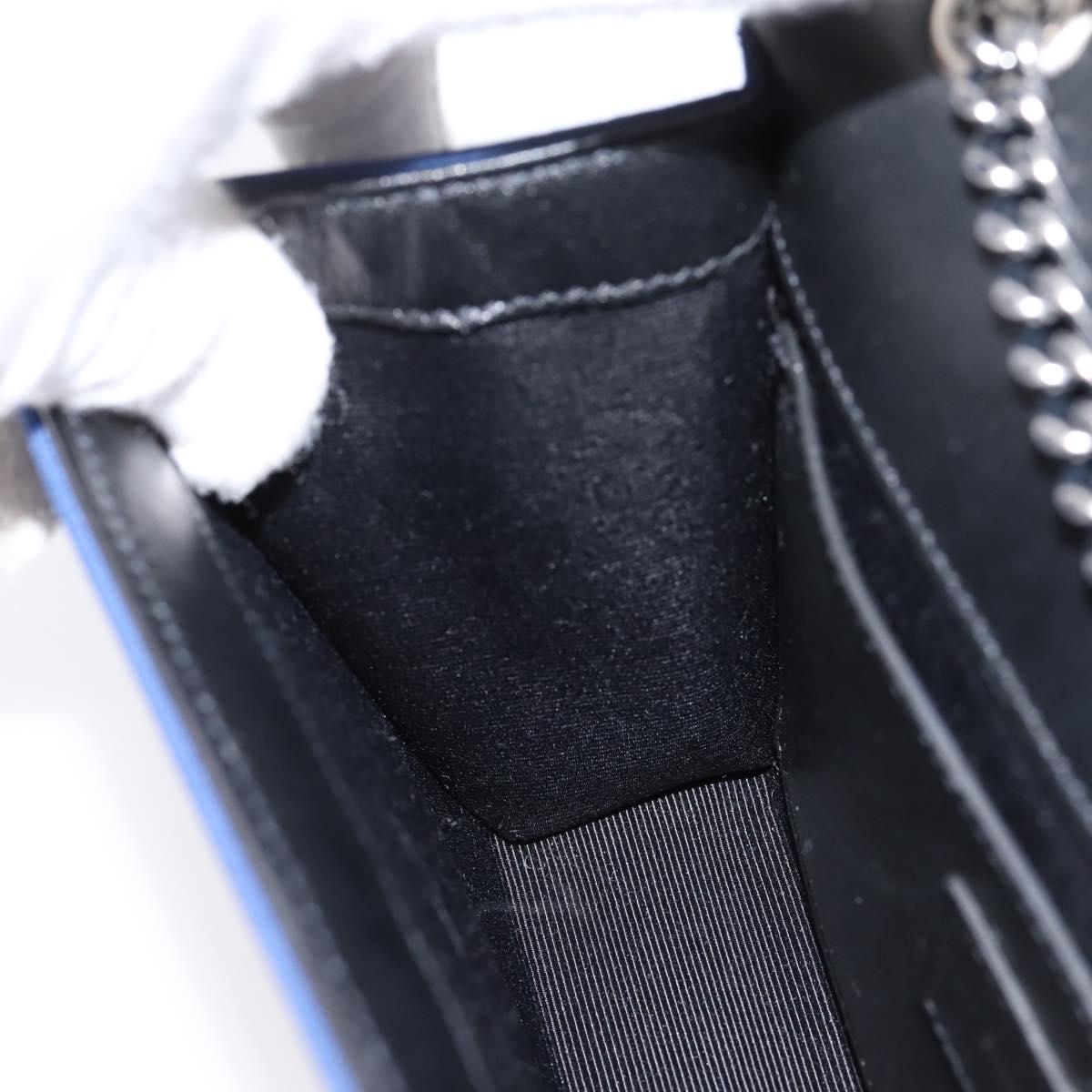 SAINT LAURENT Cassandra Chain Shoulder Bag Canvas Blue Silver Auth 203616M