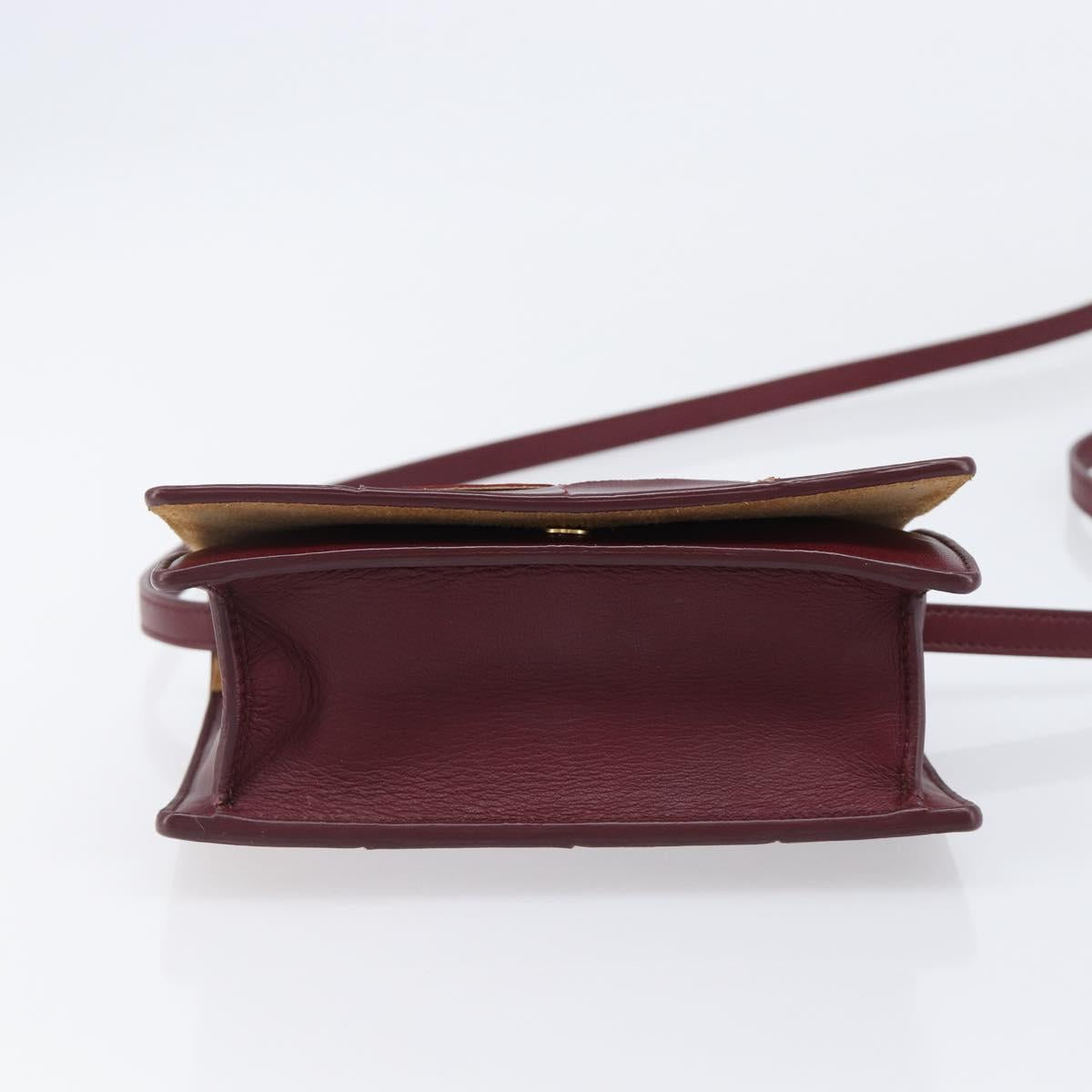 BOTTEGA VENETA MAXI INTRECCIATO Shoulder Bag Leather Bordeaux Gold Auth 203617V