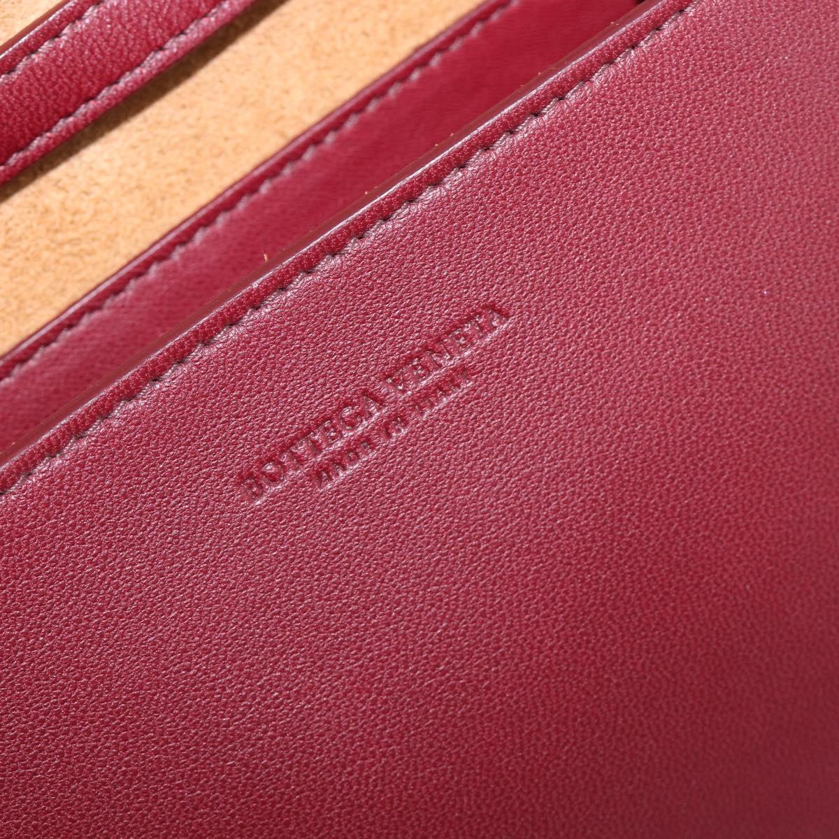 BOTTEGA VENETA MAXI INTRECCIATO Shoulder Bag Leather Bordeaux Gold Auth 203617V