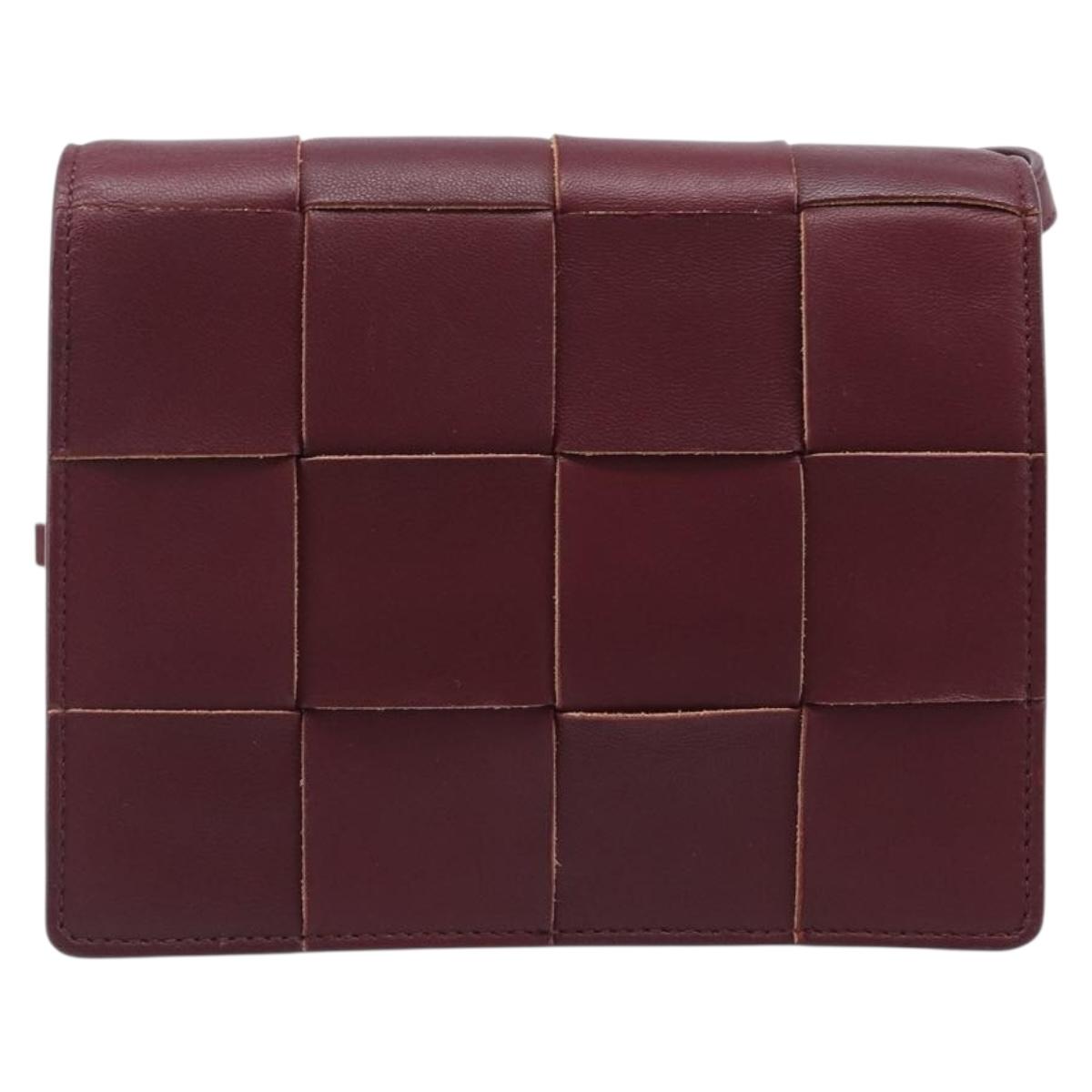 BOTTEGA VENETA MAXI INTRECCIATO Shoulder Bag Leather Bordeaux Gold Auth 203617V