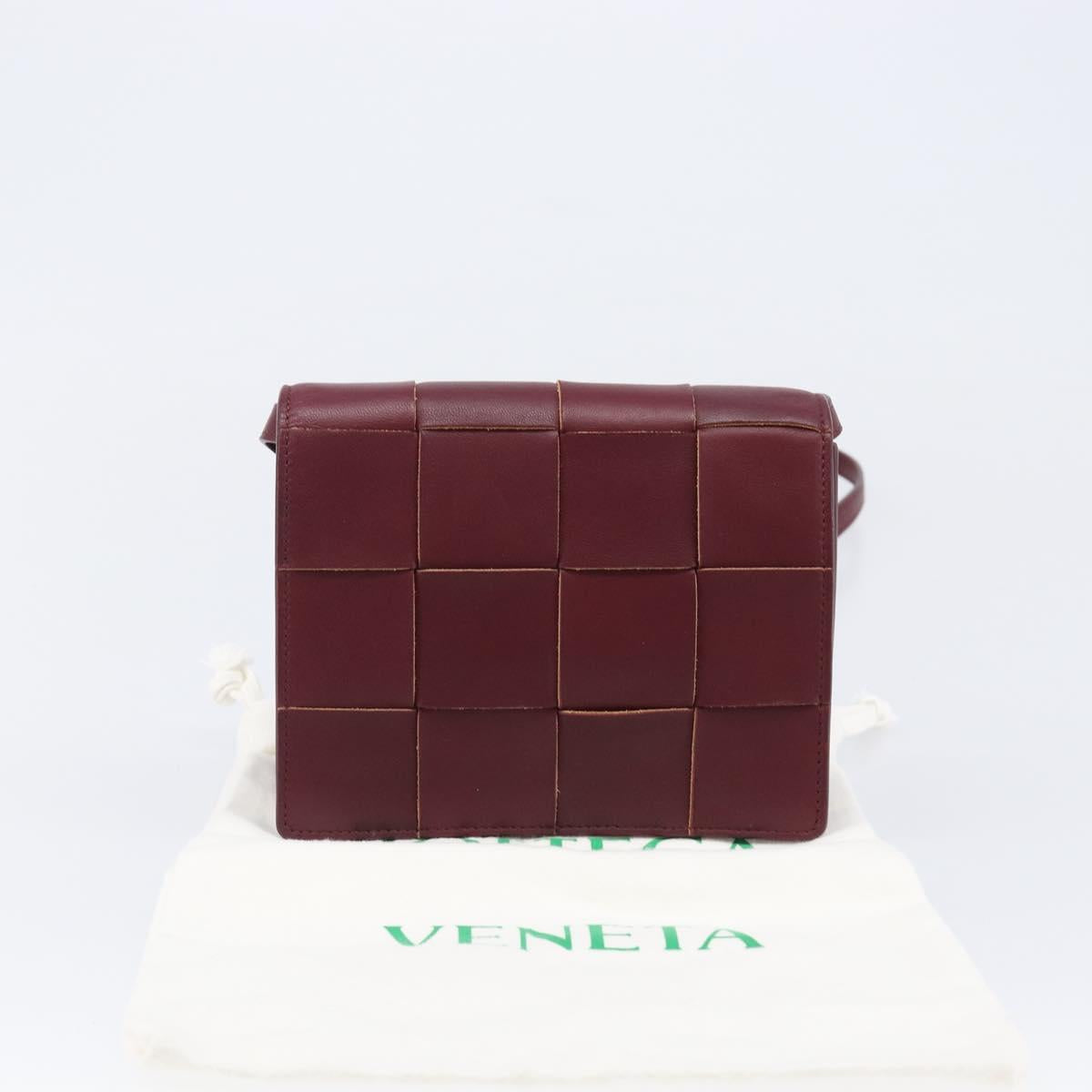 BOTTEGA VENETA MAXI INTRECCIATO Shoulder Bag Leather Bordeaux Gold Auth 203617V