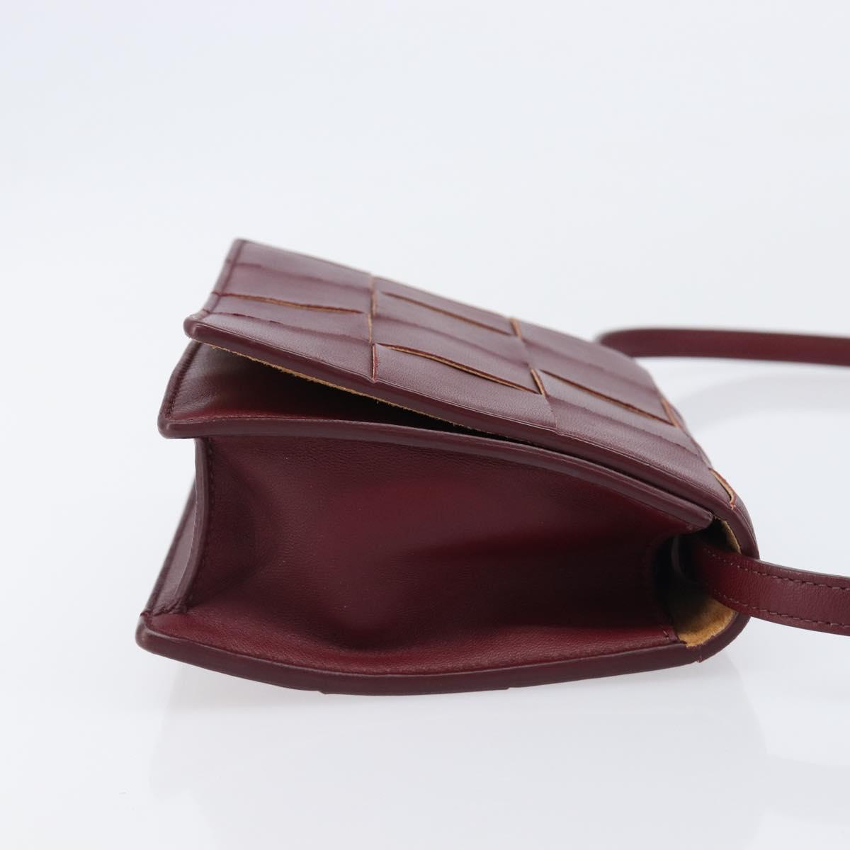 BOTTEGA VENETA MAXI INTRECCIATO Shoulder Bag Leather Bordeaux Gold Auth 203617V