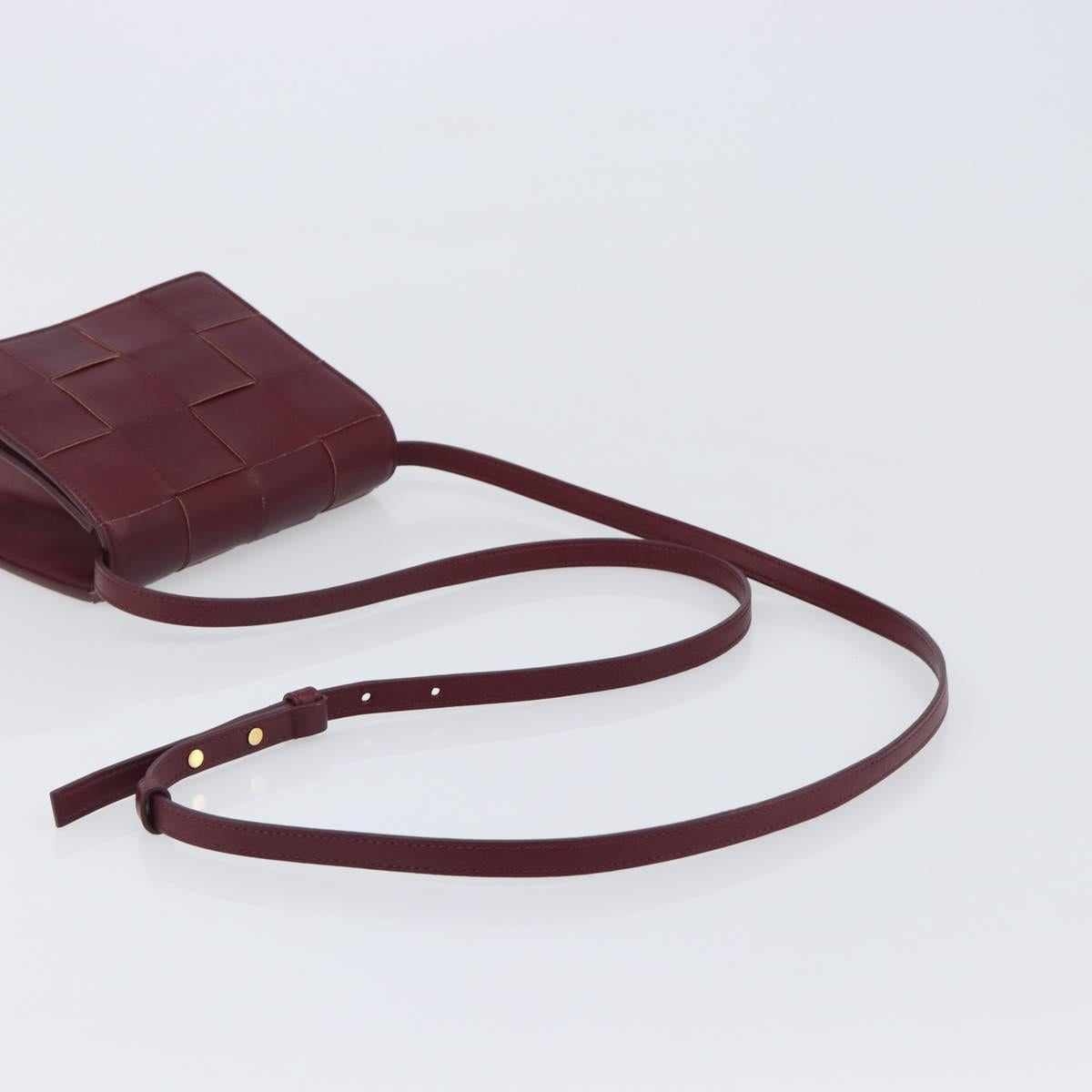 BOTTEGA VENETA MAXI INTRECCIATO Shoulder Bag Leather Bordeaux Gold Auth 203617V