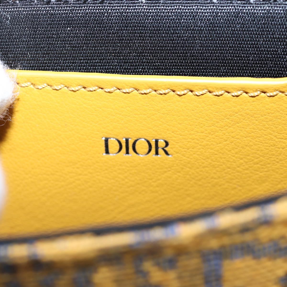 Christian Dior Trotter Canvas Rock Shoulder Pouch Yellow Silver Auth 203620M